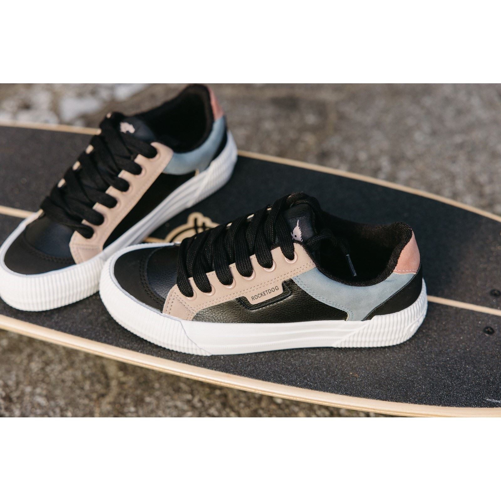 Rocket Dog Cheery Blocked Sporty Damen Schwarze Kombi Sneakers