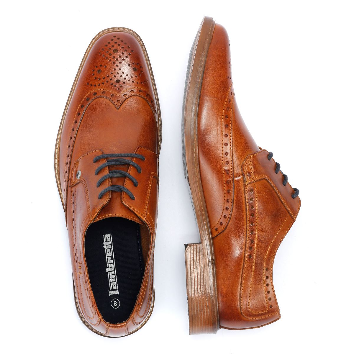 Lambretta Harvey Brogue Herren-Schnürschuhe Aus Braunem Leder
