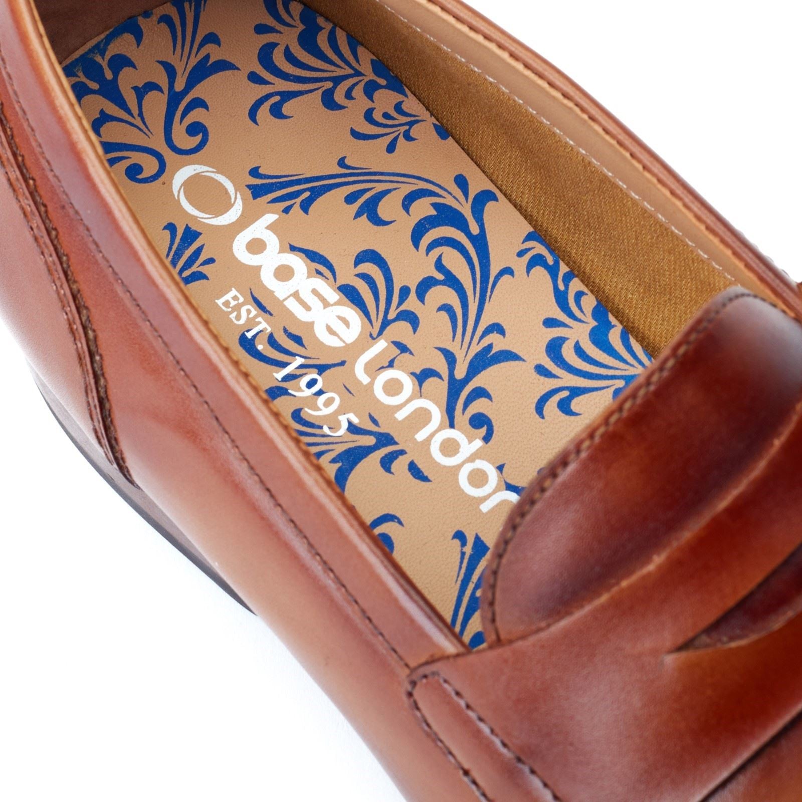 Base London Bruno Herren Mokassins Aus Gebranntem Tan-Leder