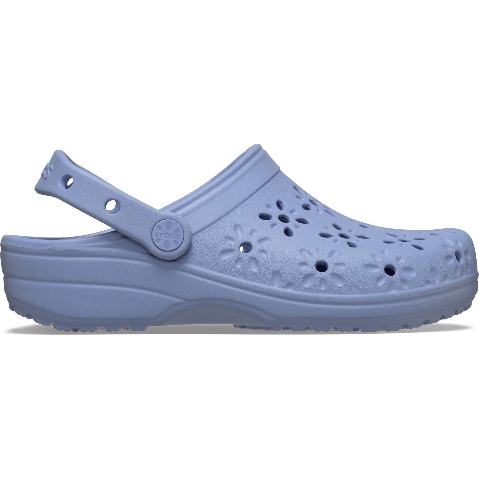 Crocs Classic Floral Cut Out Thermoplastische Damen Clogs In Blau Haze