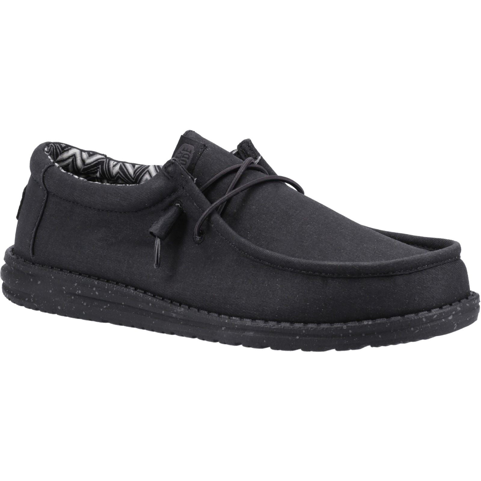 HEYDUDE Wally Canvas 100% Baumwolle Herren Bootsschuhe In Schwarz