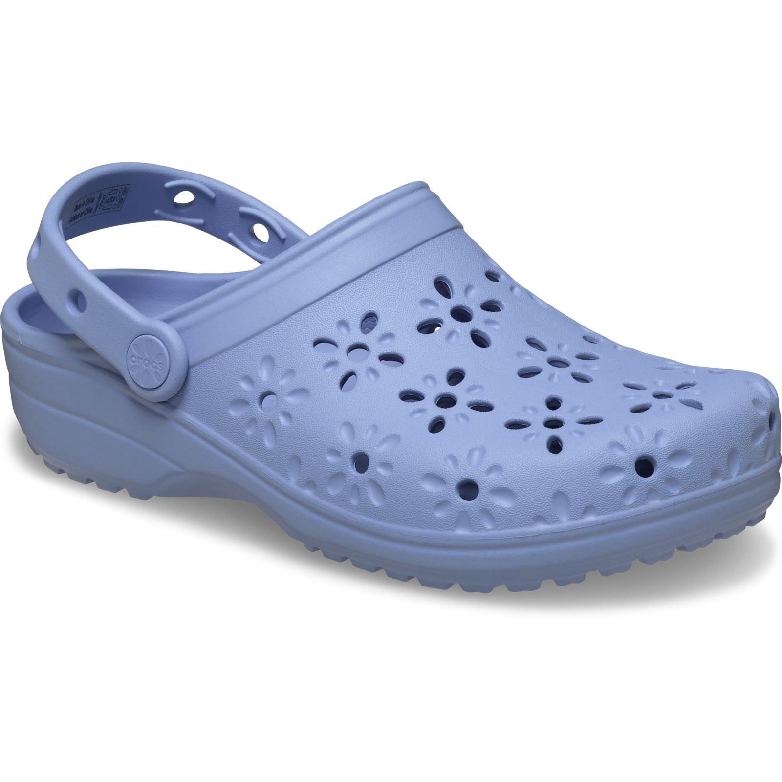 Crocs Classic Floral Cut Out Thermoplastische Damen Clogs In Blau Haze