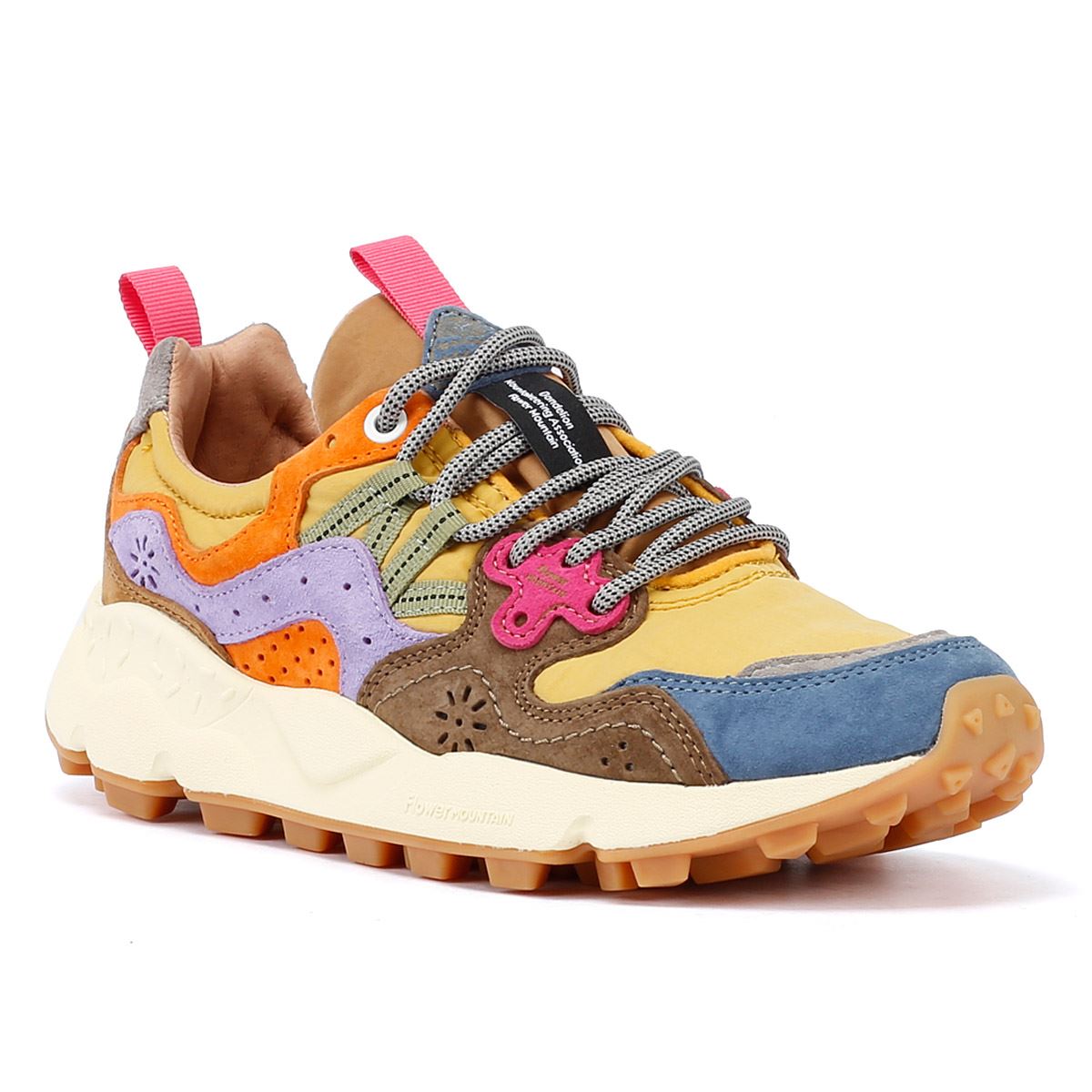 Flower Mountain Yamano 3 Wildleder Sneaker In Hellblau/Gelb/Braun