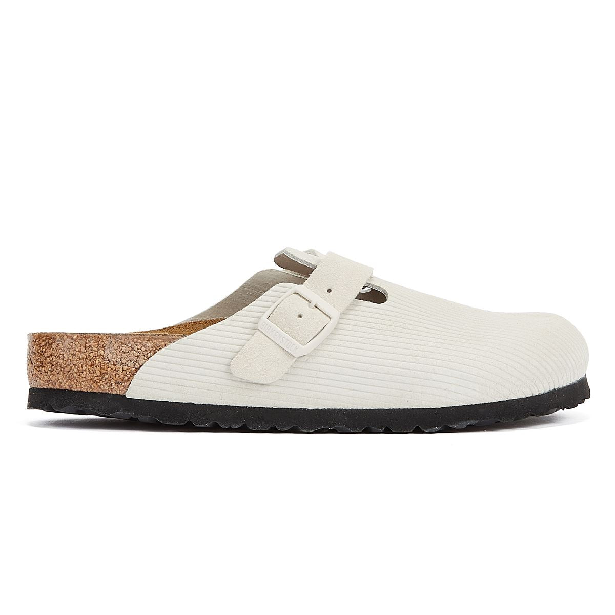 Birkenstock Boston Corduroy Antik Clog Damenschuhe In Weiß, Bequeme Schuhe