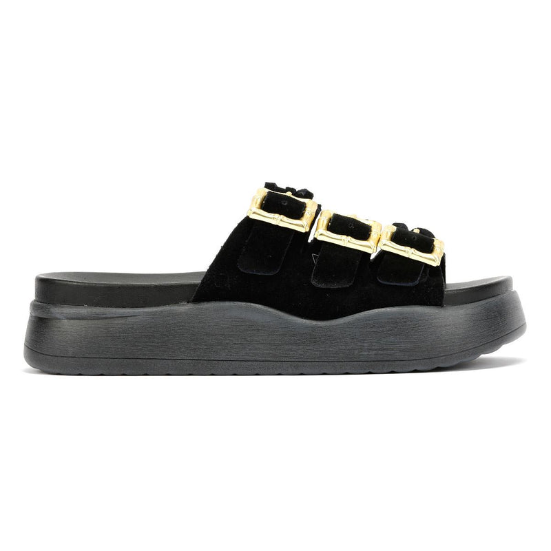 Desert Fleur Gypsum  Damen Sandalen Aus Schwarzem Wildleder