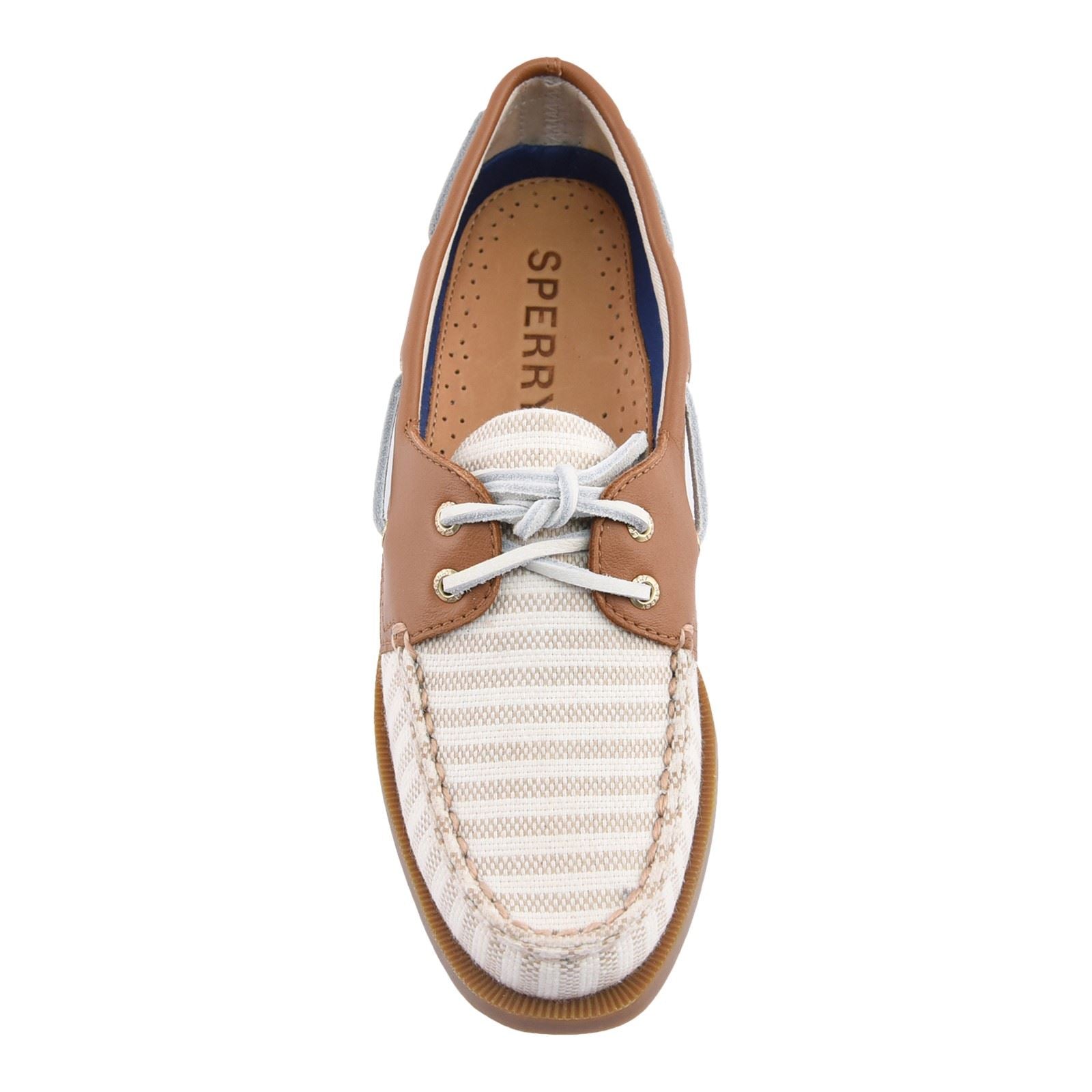 Sperry Authentic Original Textil Damen Weiße/Natürliche Bootsschuhe