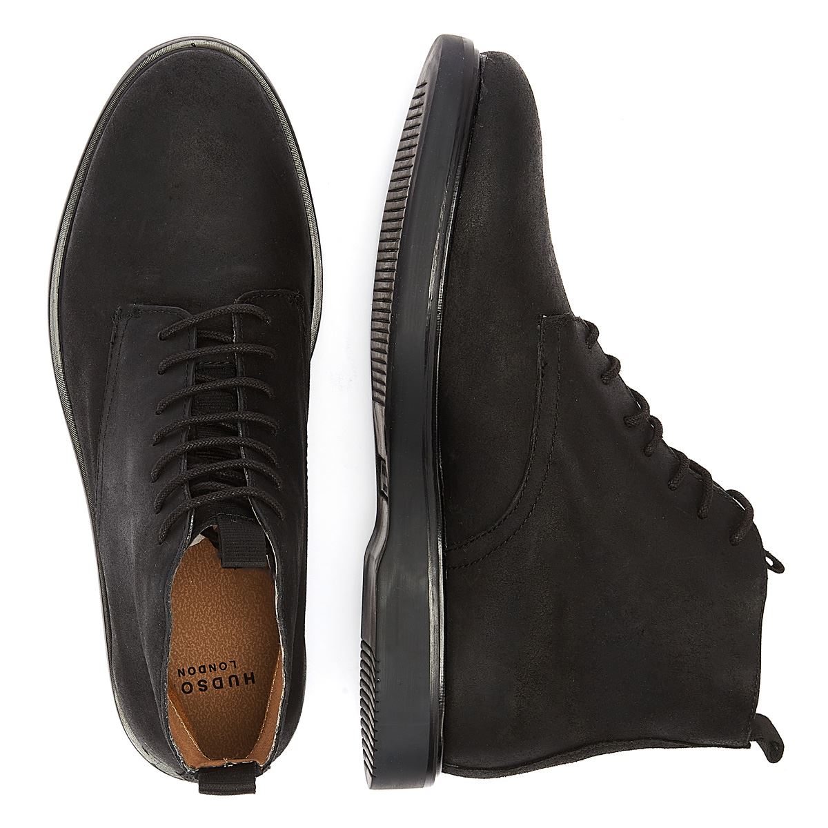 H By Hudson Troy Geöltes Wildleder Herren Stiefel Schwarz
