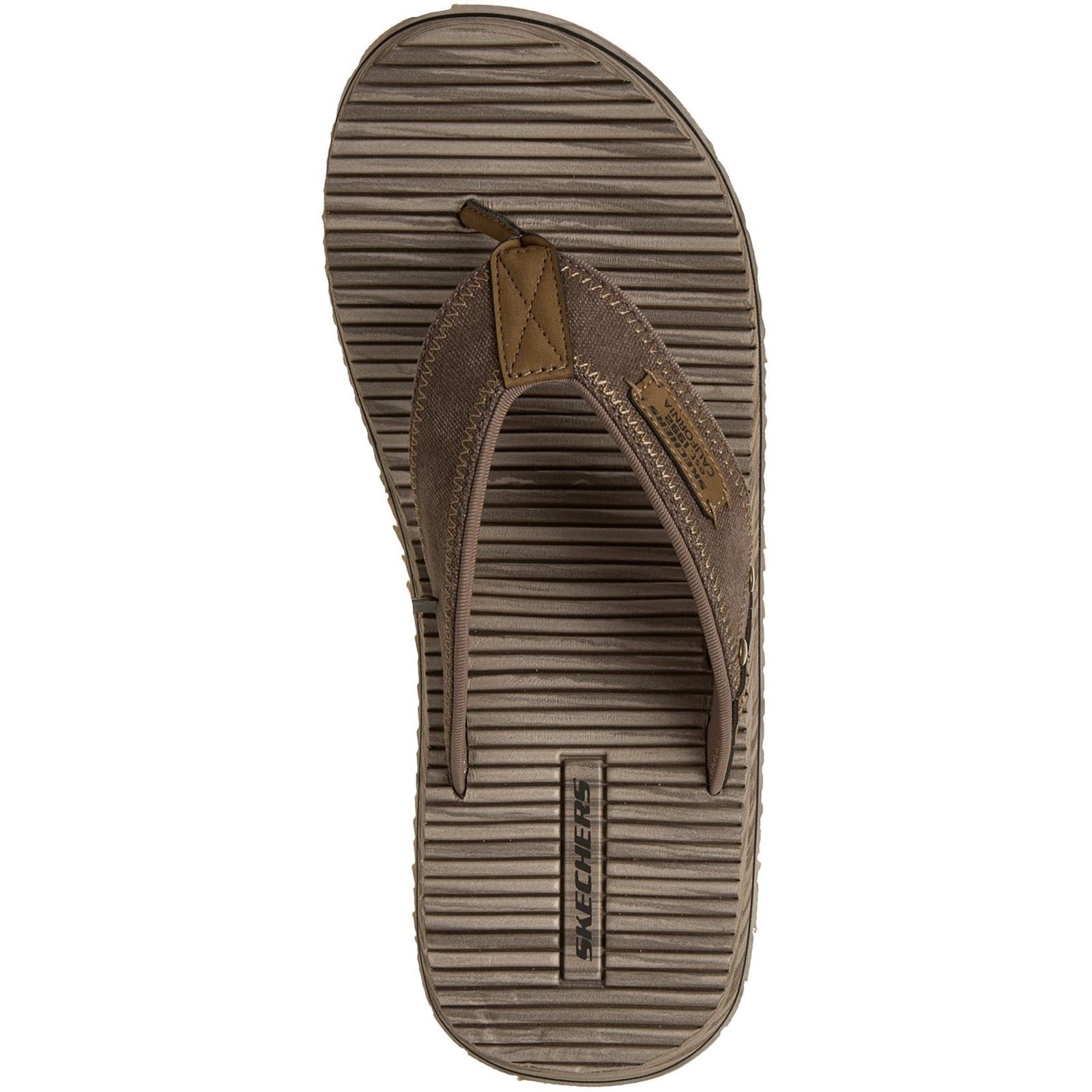 Skechers Quill Textil Herren Braune Flip-Flops
