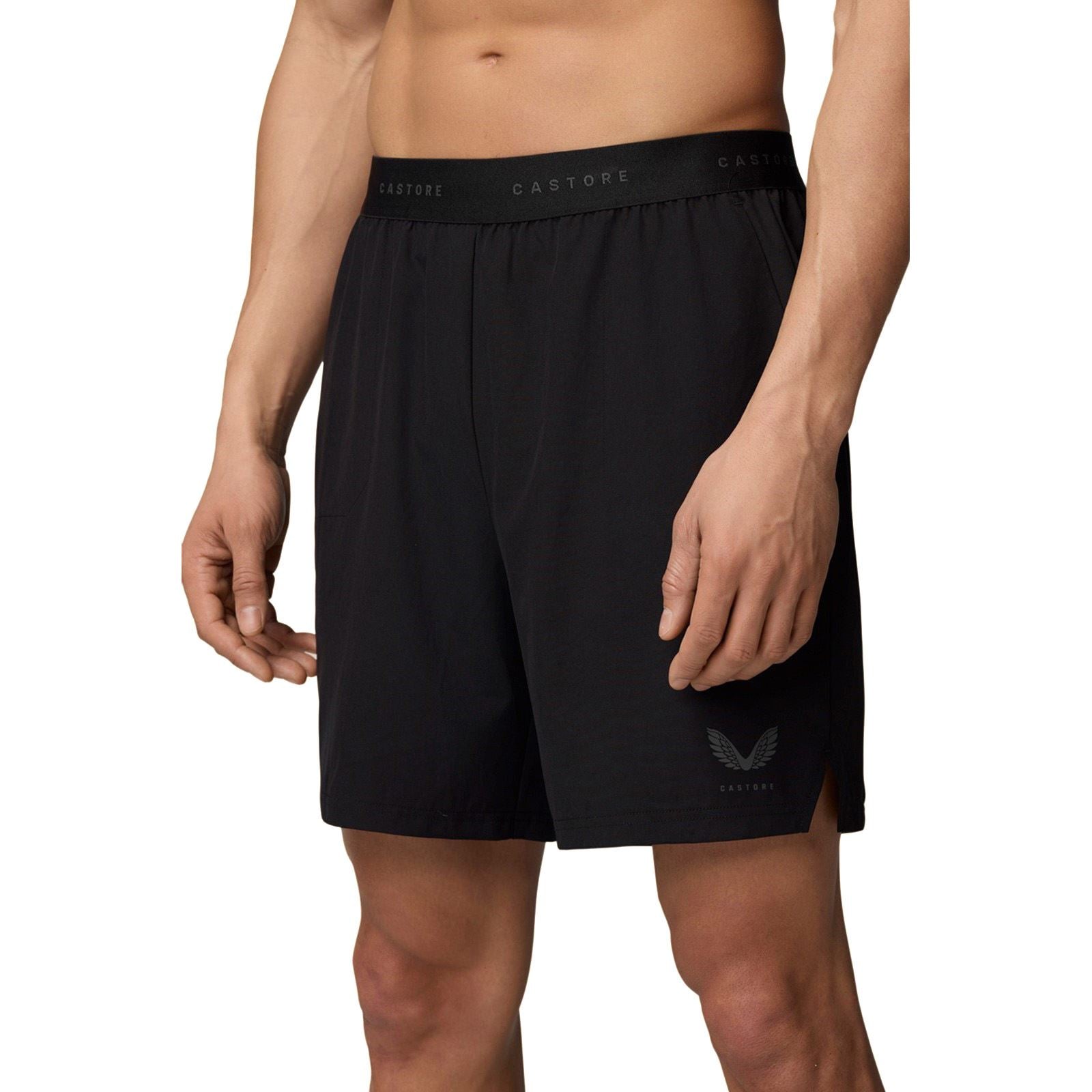 Castore Branded Elastic Shorts Polyester Herren Schwarze Gesteppten Jacken