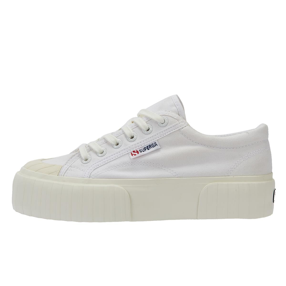Superga 2631 Streifen-Plateau-Sneaker Für Damen In Weiß