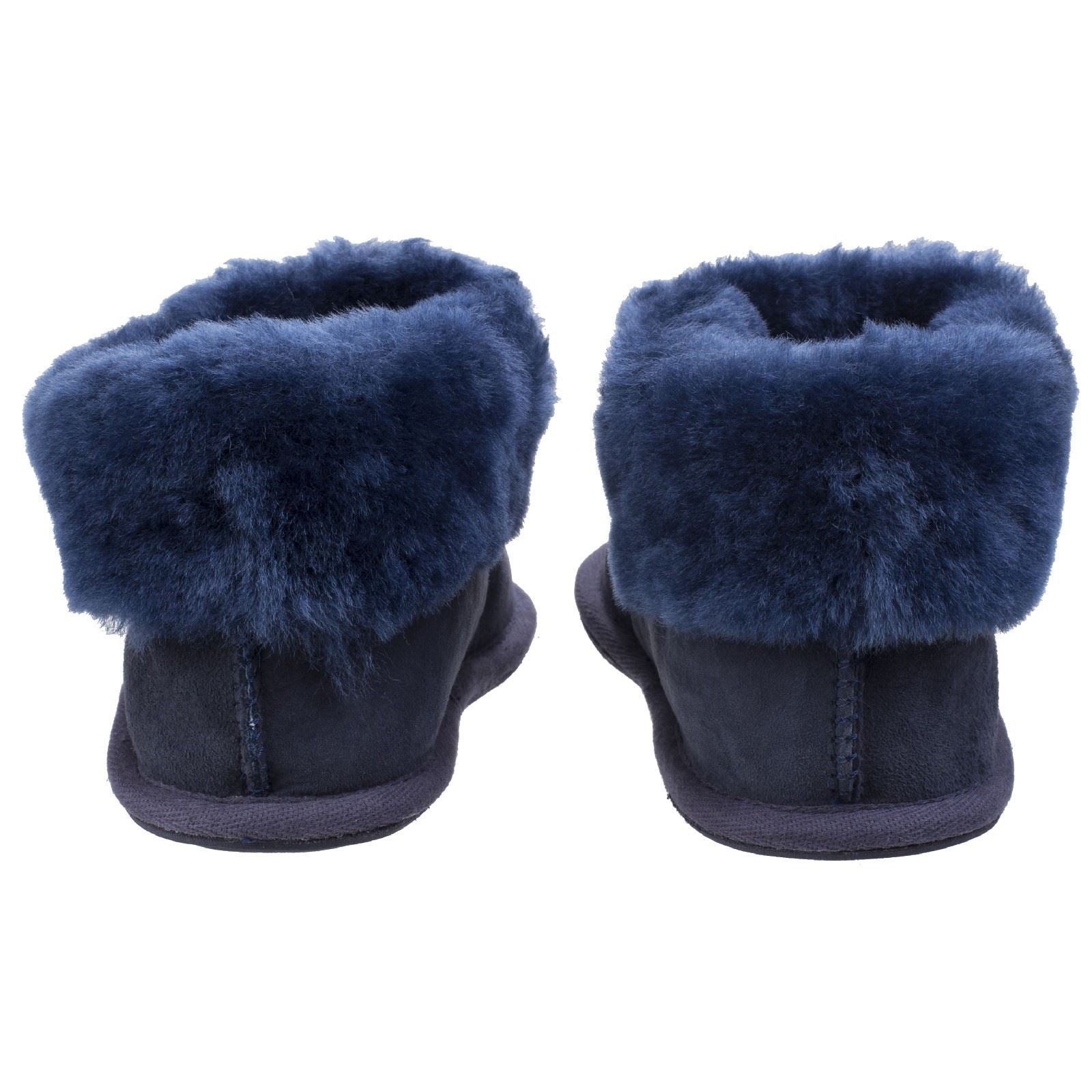 Cotswold Wotton Dunkelblaue Damen Hausschuhe aus Leder
