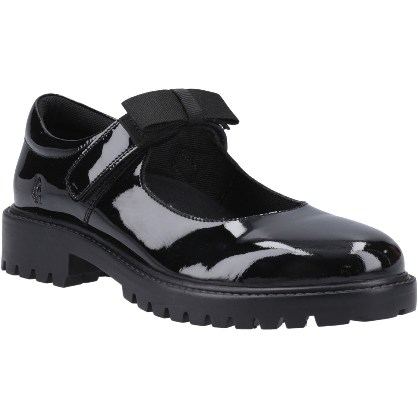 Hush Puppies Astrid Bow Mädchenschuhe Aus Schwarzem Leder