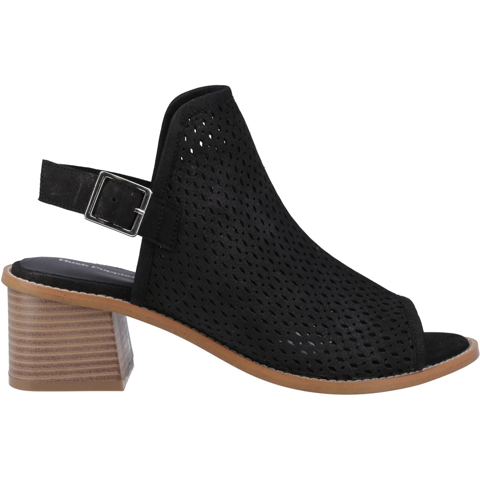 Hush Puppies Louise Heeled Damen Sandalen Aus Schwarzem Leder