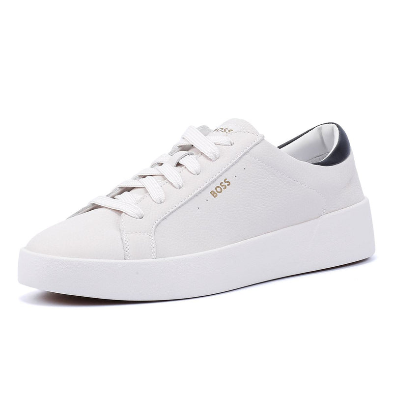 Boss Belwar Tennis Tumble Weiße Ledersneaker Für Herren