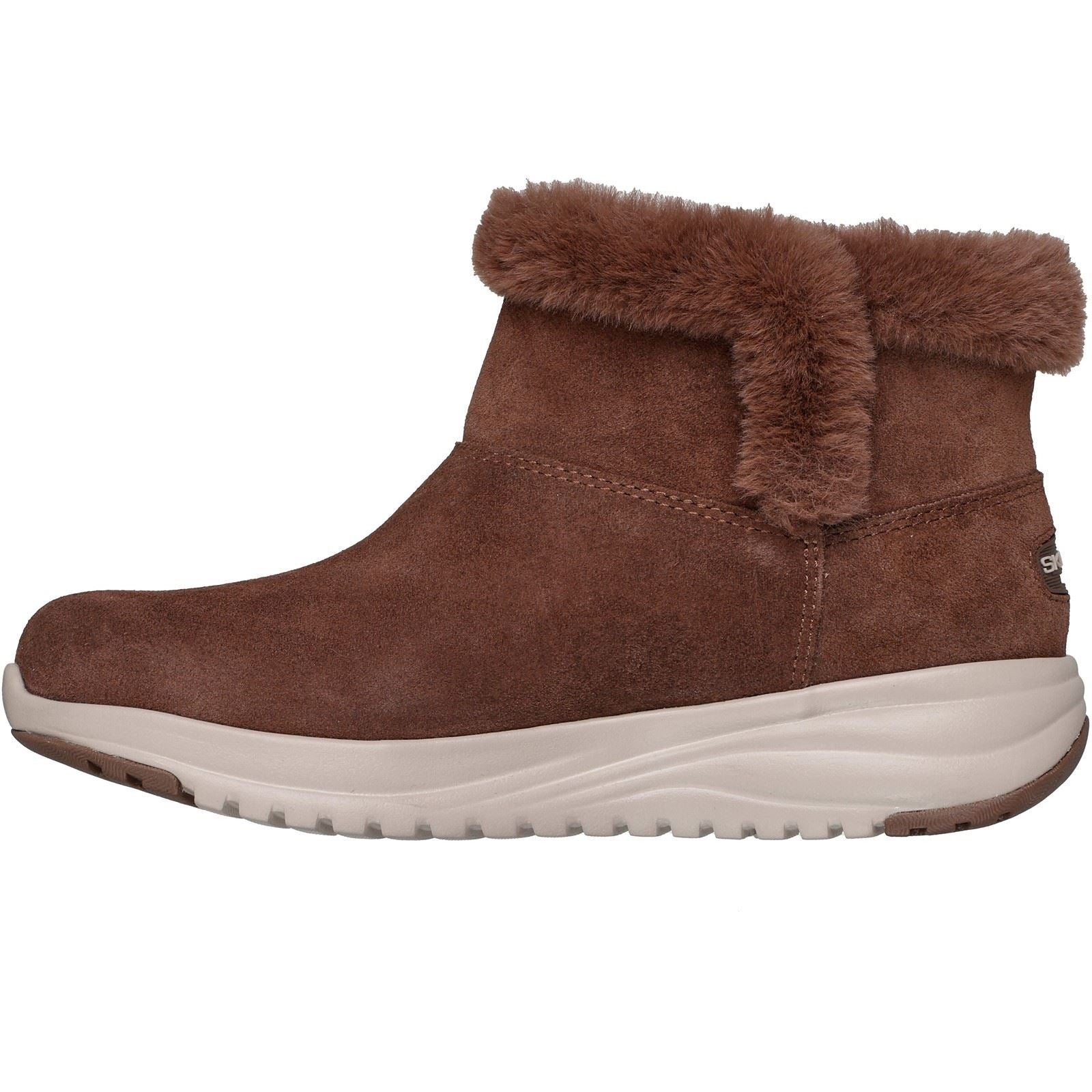 Skechers On-the-GO Stellar - Cozy Step Gemütliche Schritt Leder Damen Schokoladen Winter Stiefeletten
