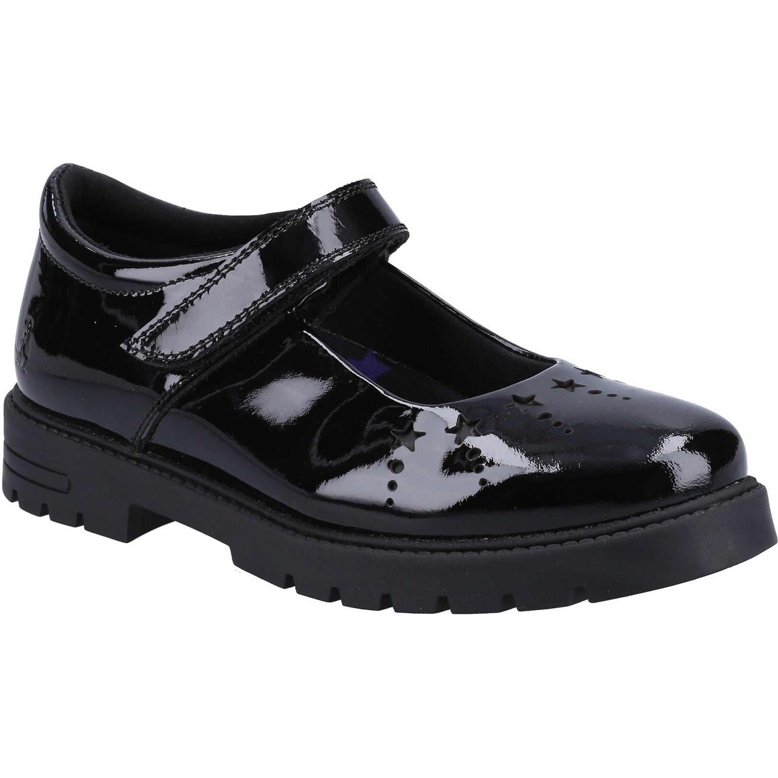 Hush Puppies Sabrina Patent SNR Mädchenschuhe Aus Schwarzem Leder
