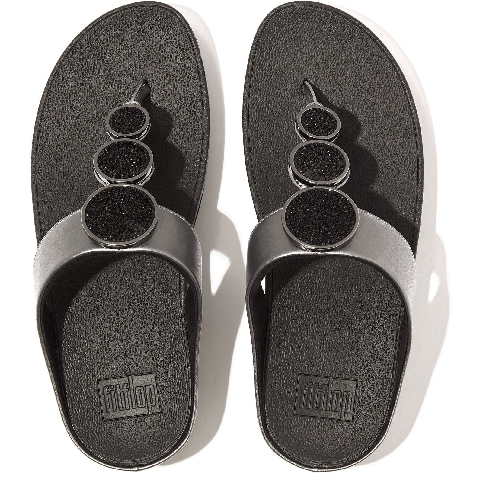 Fitflop Halo Polyurethan Damen Sandalen In Pewter Schwarz