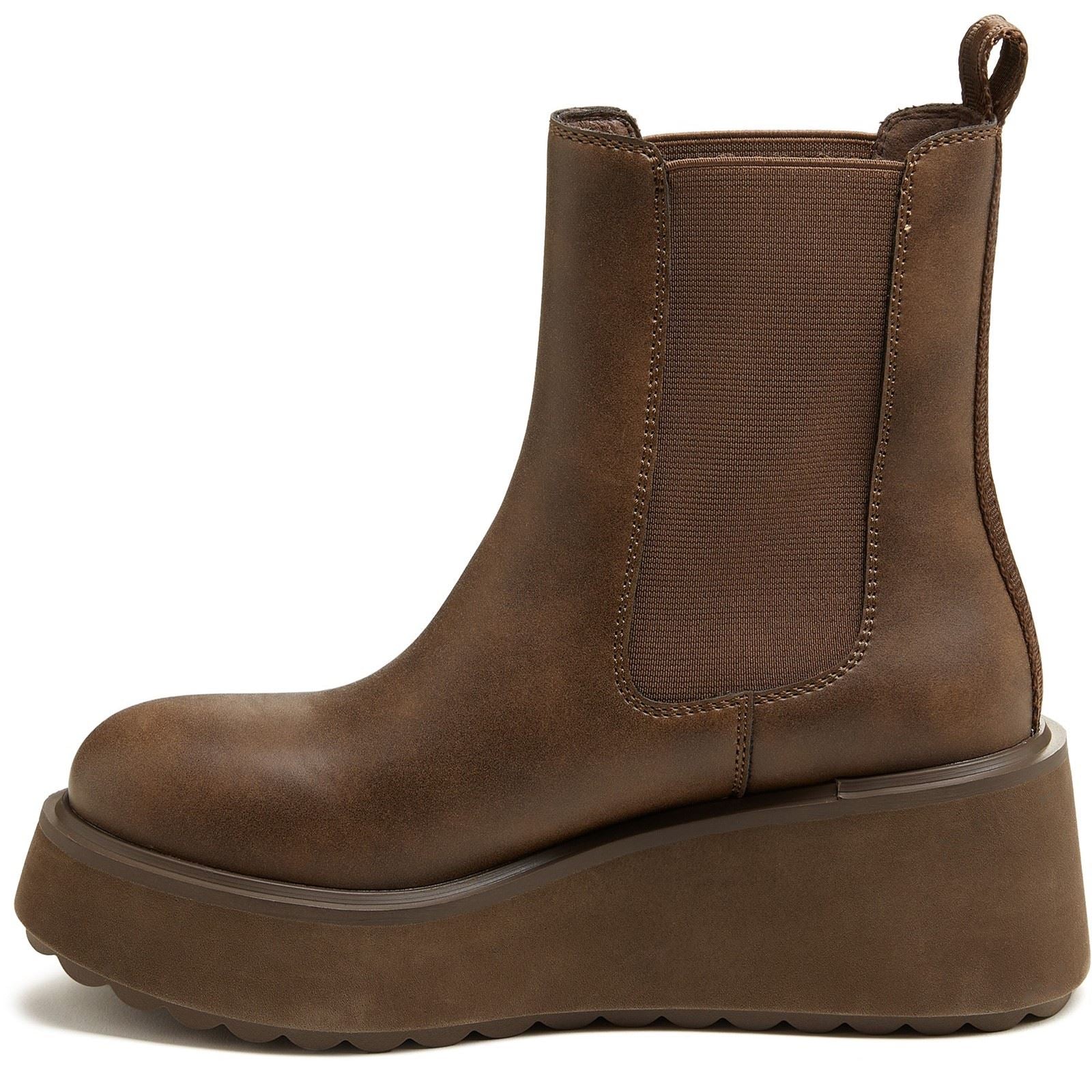 Rocket Dog Heyday Damen Flache Chelsea Stiefel aus dunkelbraunem Polyurethan