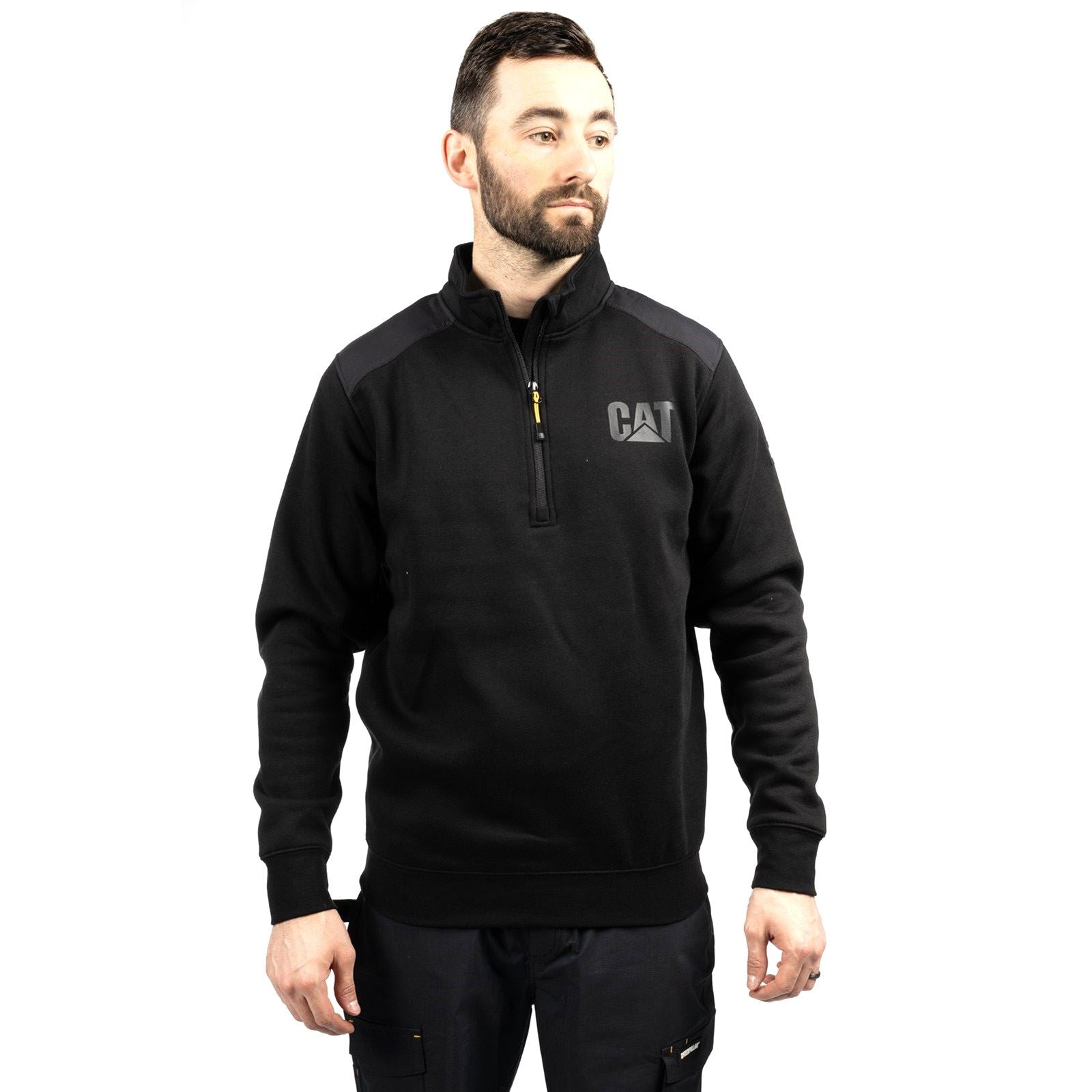 Caterpillar Essential 1/4 Zip Polyester Herren Schwarz Sweatshirt
