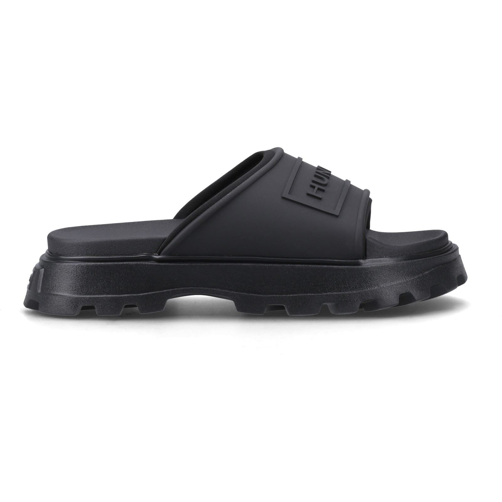 Hunter Moulded Stacked Slider Polyester Damen Schwarze Farbe Pantoletten
