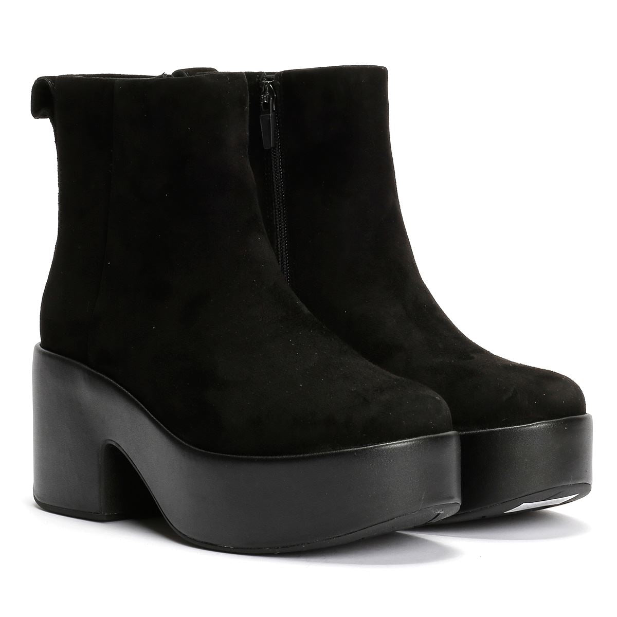 FitFlop Platfforms Heeled Wildlederschwarze Damenstiefel