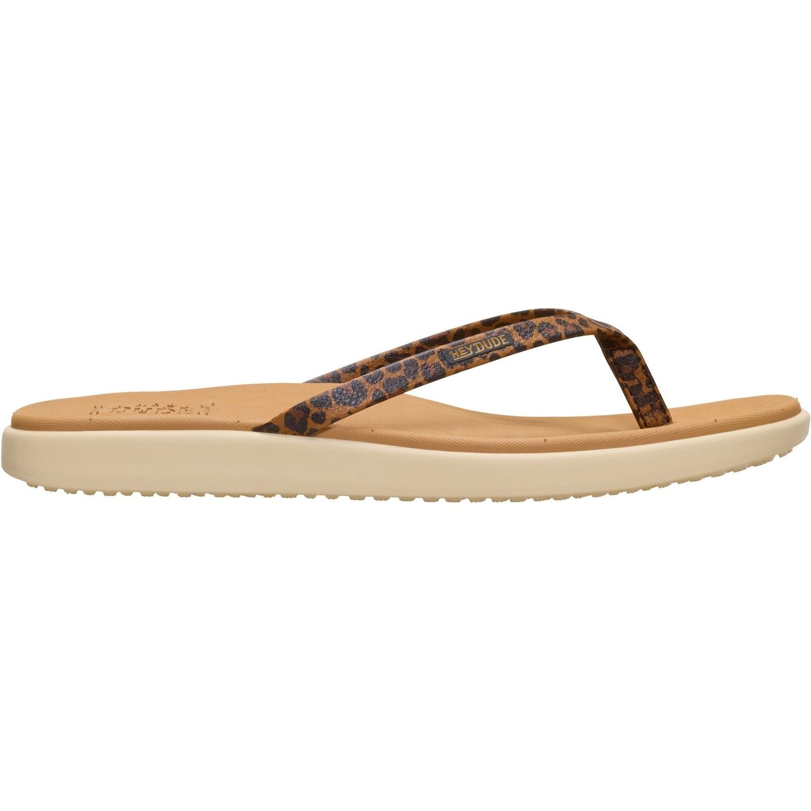 HEYDUDE Maui Breeze Polyurethan Damen Tan Leopard Flip-Flops