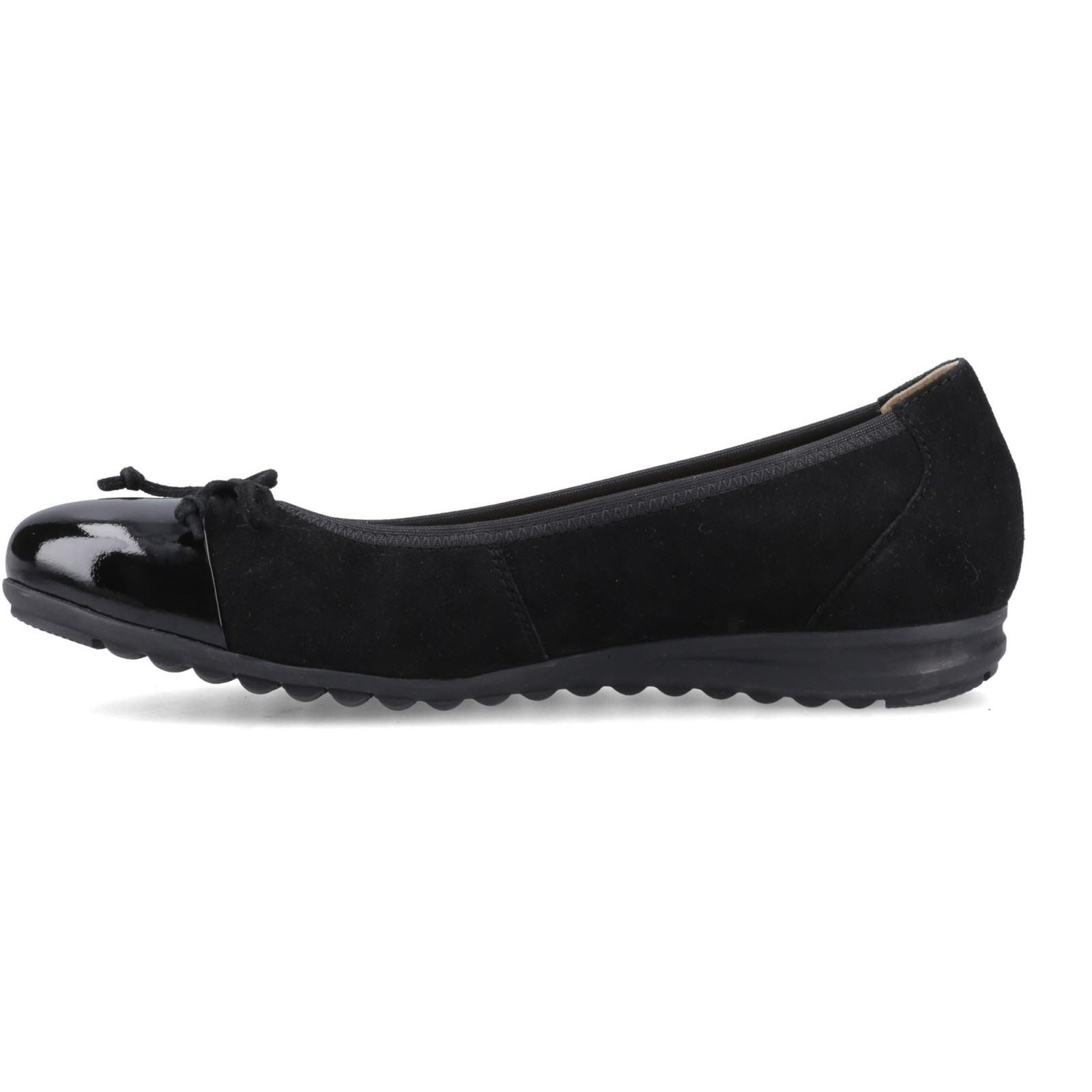 Hush Puppies Laurie Toe Cap Leder Damen Schwarze Ballerinas