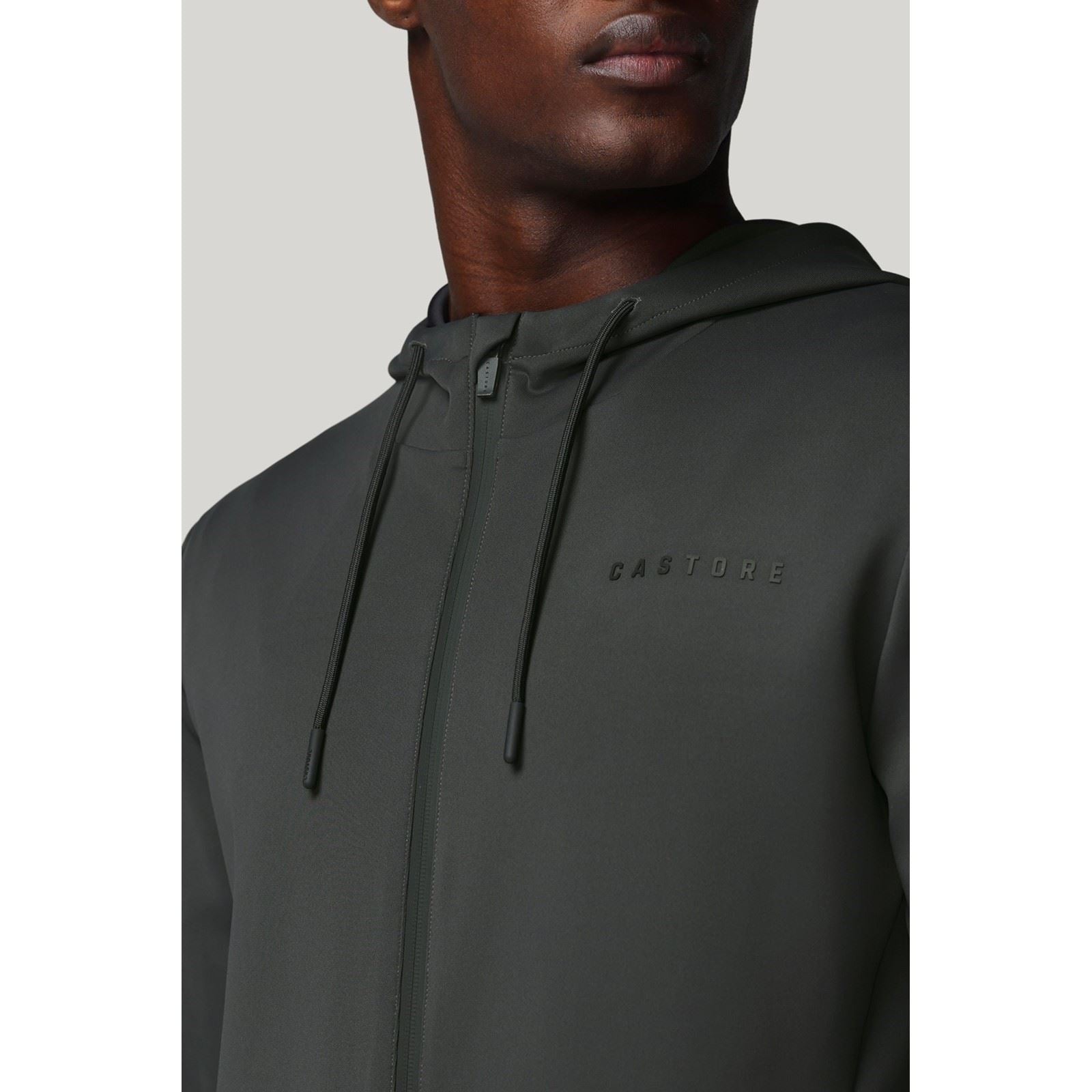 Castore Flex Full Zip Herren Graues Kapuzensweatshirt