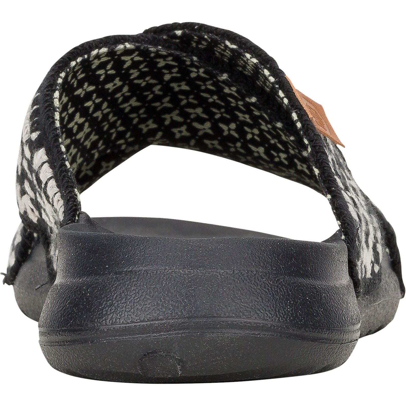 HEYDUDE Christi Slide Cottage Crochet Baumwoll-Damensandalen In Schwarz/Weiß