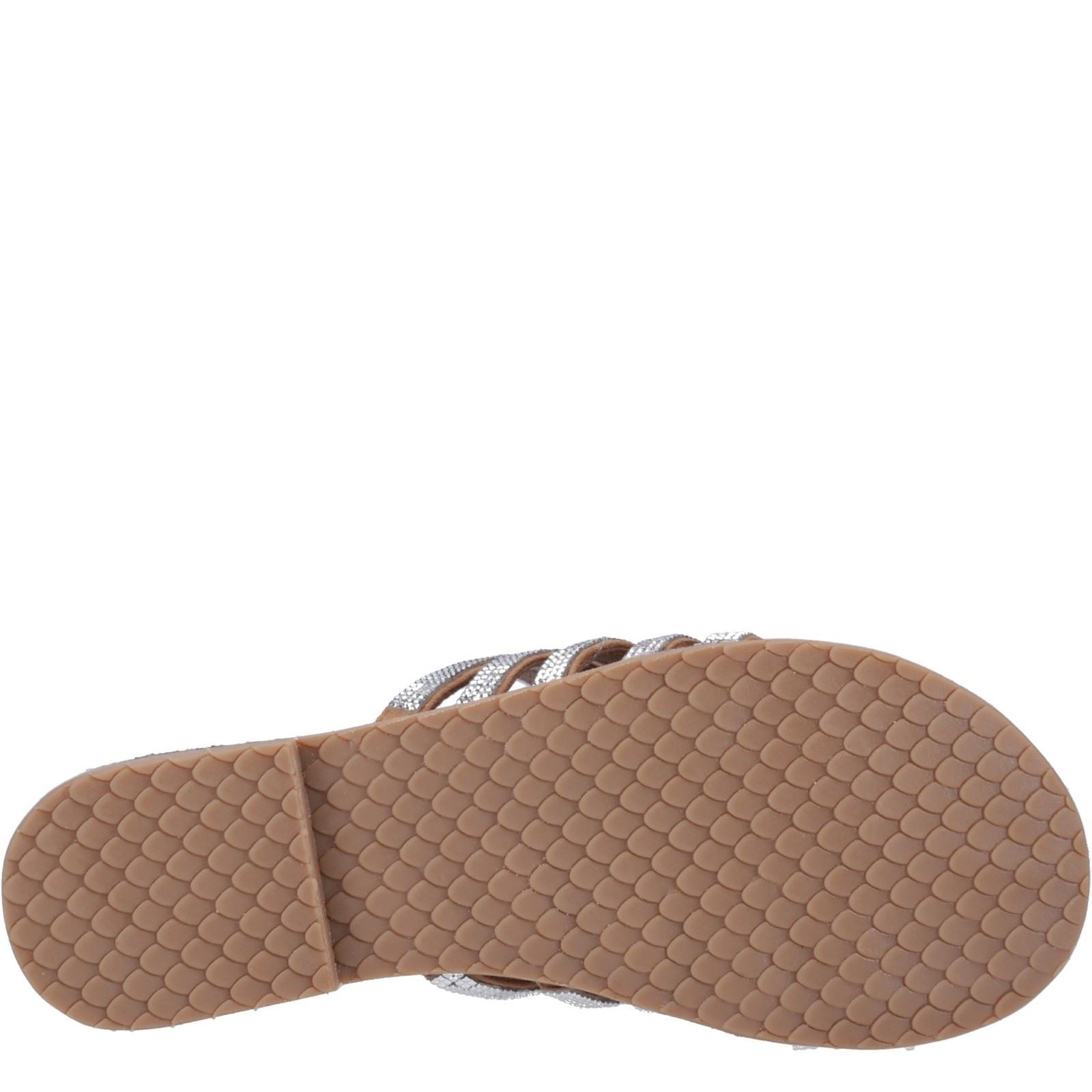 Hush Puppies Paris Slide Damen Wildleder Sandalen In Tan/Silber
