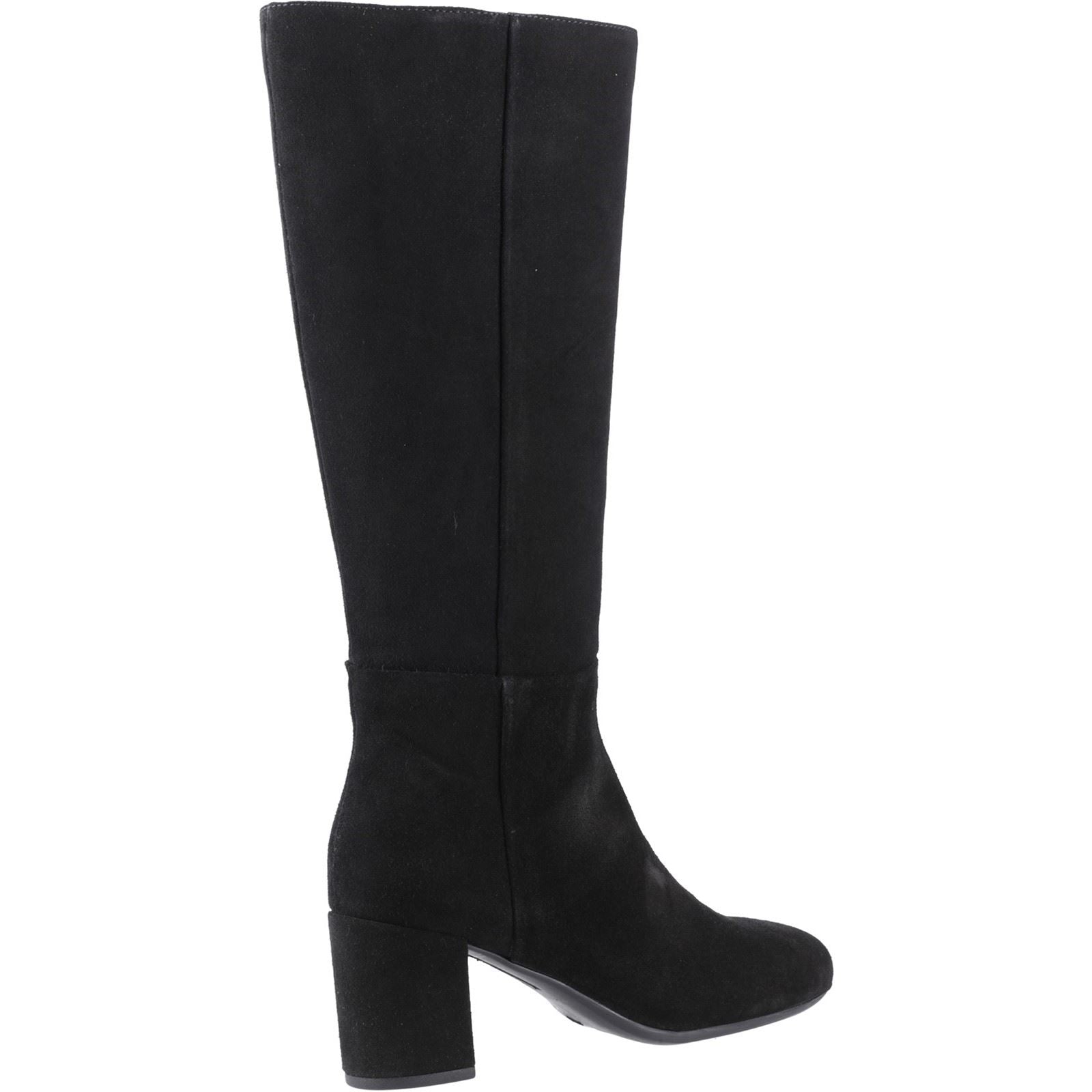Hush Puppies Oprah Damen Kniehohe Wildlederstiefel mit Absatz in Schwarz