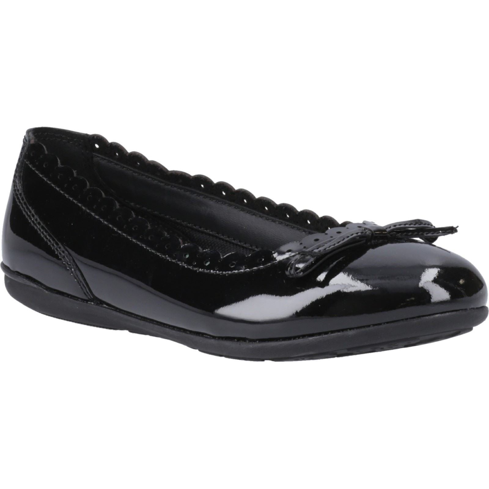 Hush Puppies Lillie Ballerina Patent Mädchenschwarze Ballettschuhe Aus Leder