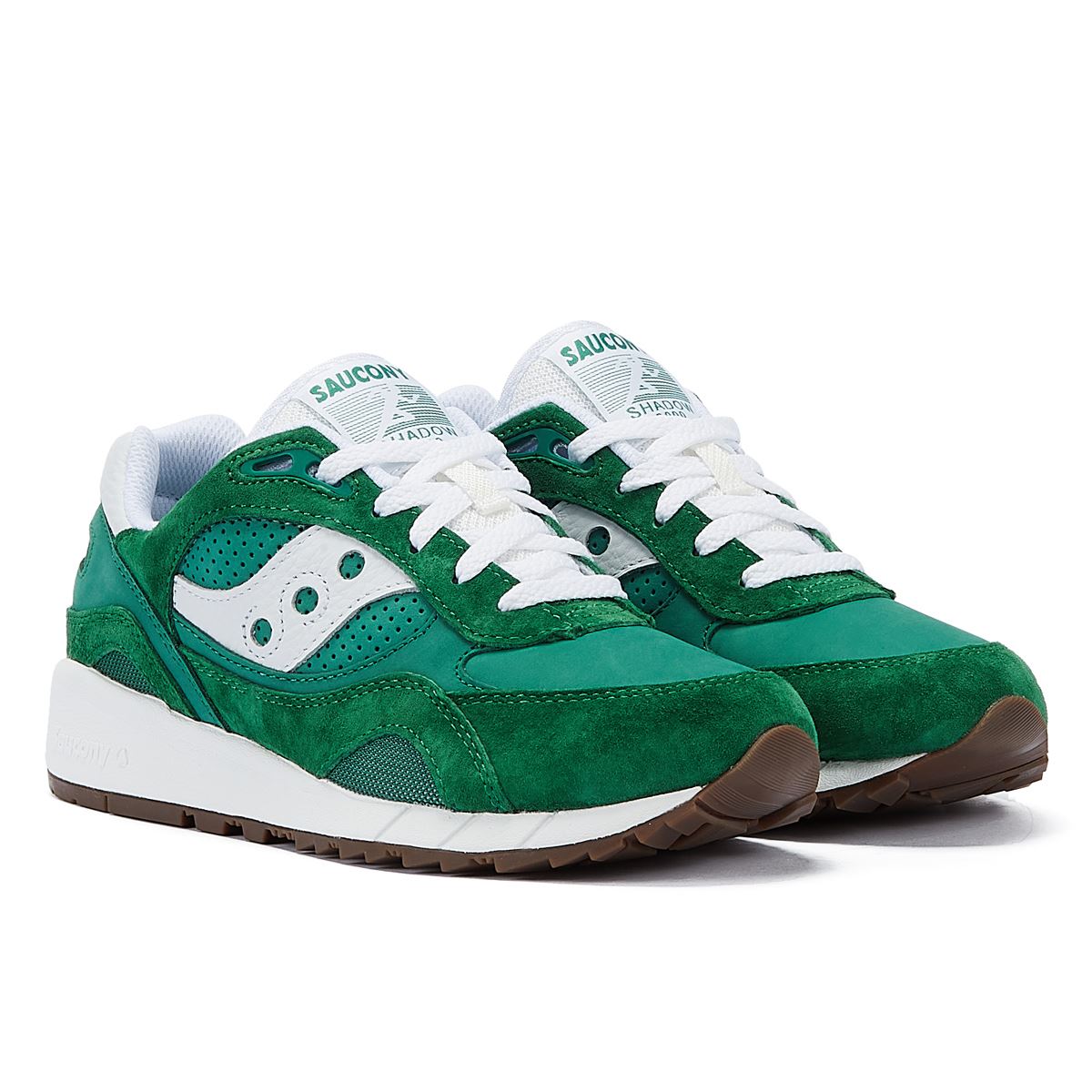 Saucony Shadow 6000 Grün/Weiße Wildleder-Sneakers