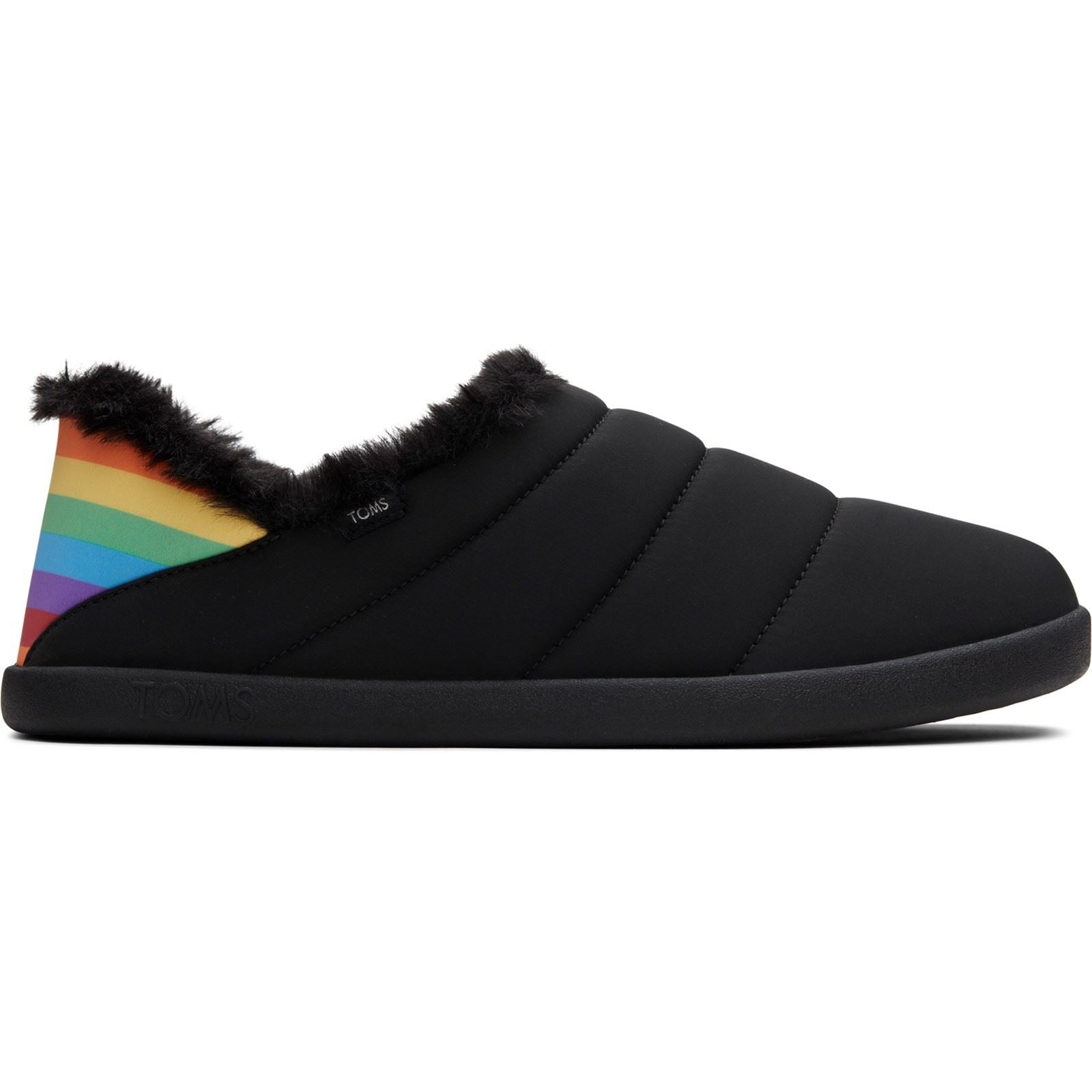 TOMS Ezra Nylon Damen Schwarz Matt Gewebte/Regenbogen Hausschuhe