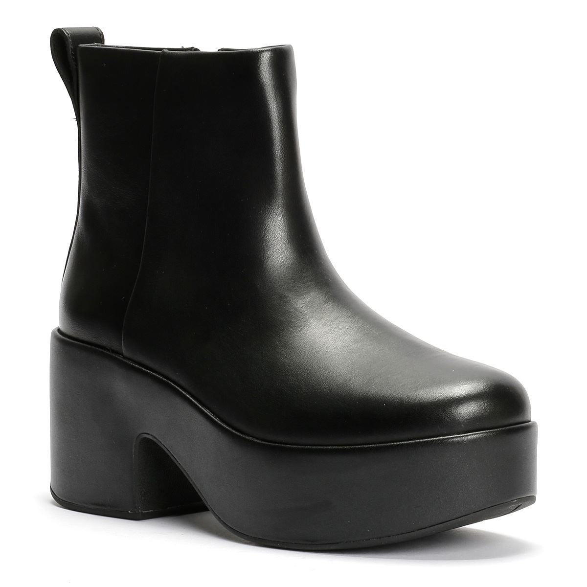 FitFlop Platfforms Heeled Leder Damen Schwarze Stiefel