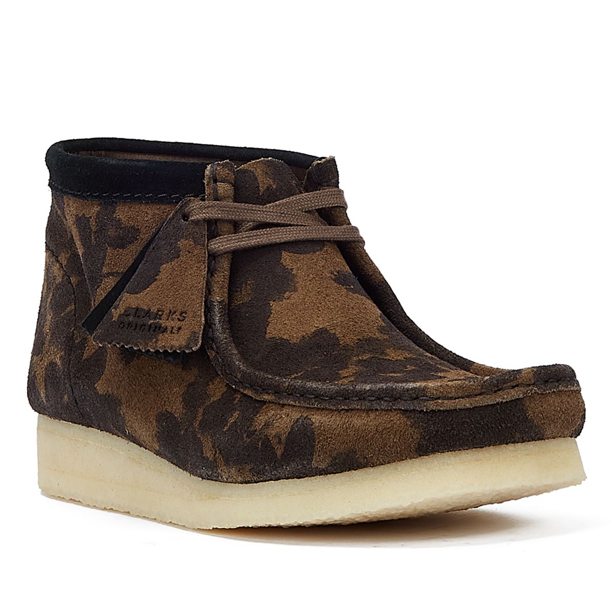 Clarks Originals Wallabee Floral Damen Stiefel In Schwarz/Khaki