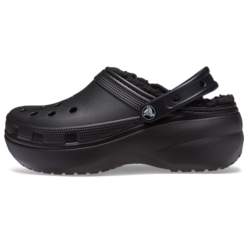 Crocs Classic Platform Lined Damen Clogs Aus Thermoplast In Schwarz