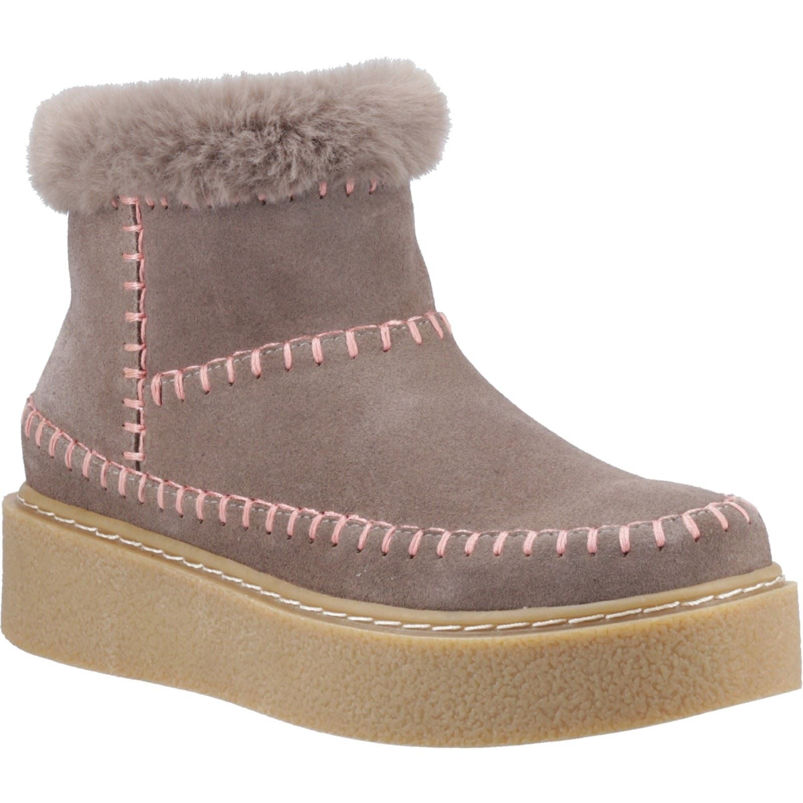 Hush Puppies Brielle Damen Wildleder Winter Stiefeletten in Taupe
