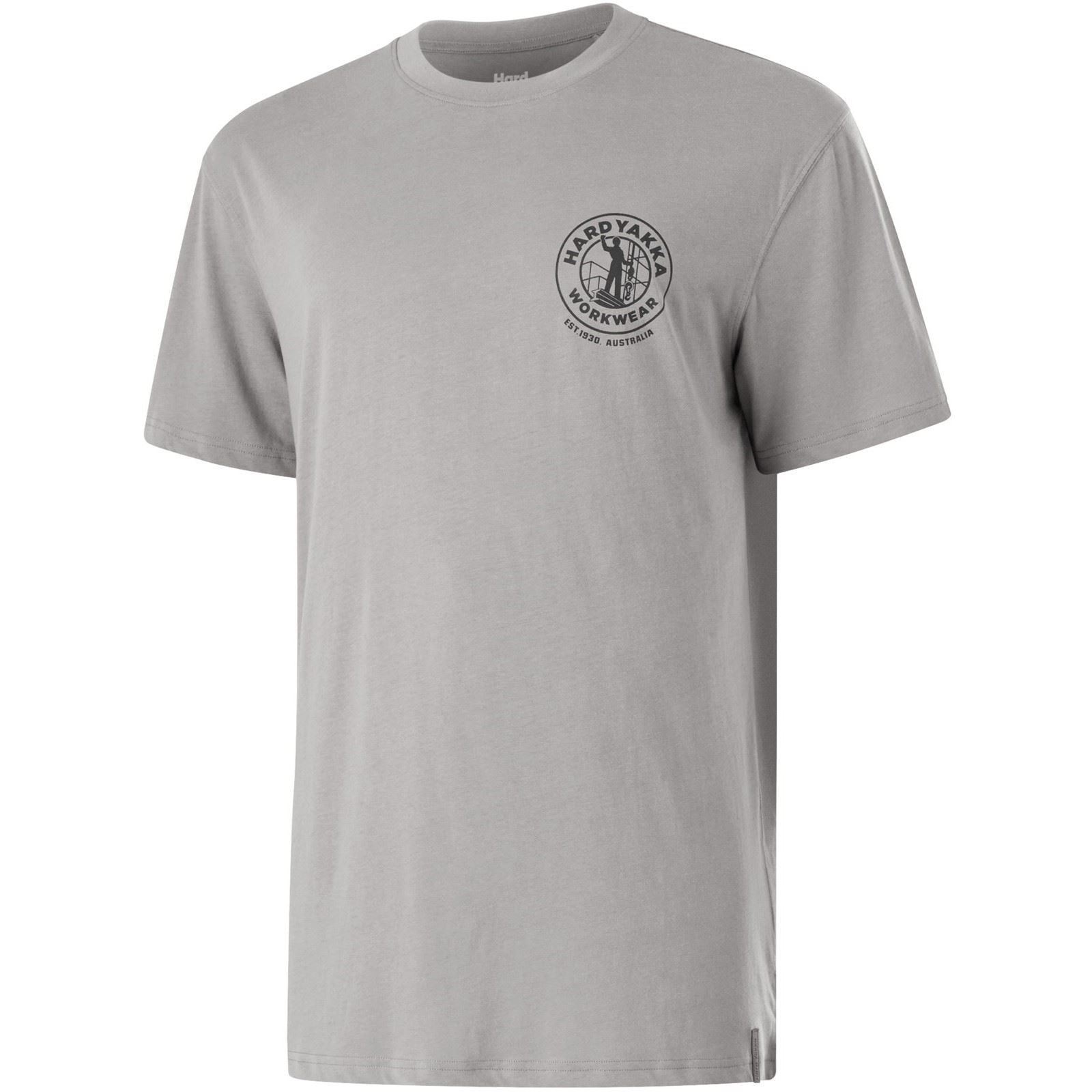 Hard Yakka Heritage Icon Baumwoll Kurzarm T-Shirts Für Herren In Grau