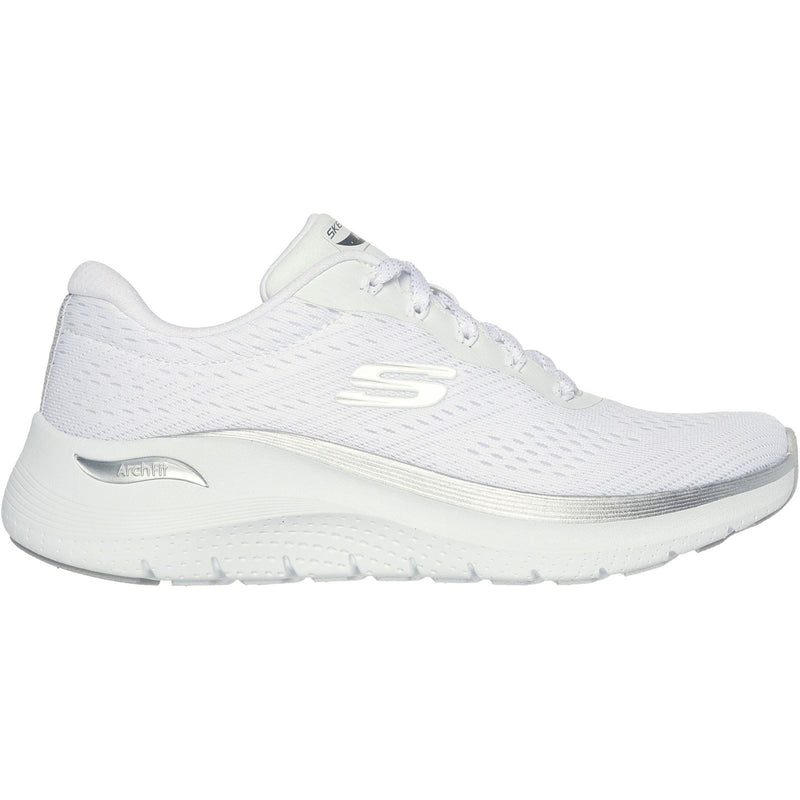 Skechers Arch Fit 2.0 Glow The Distance Textil Damen Sneaker In Weiß/Silber