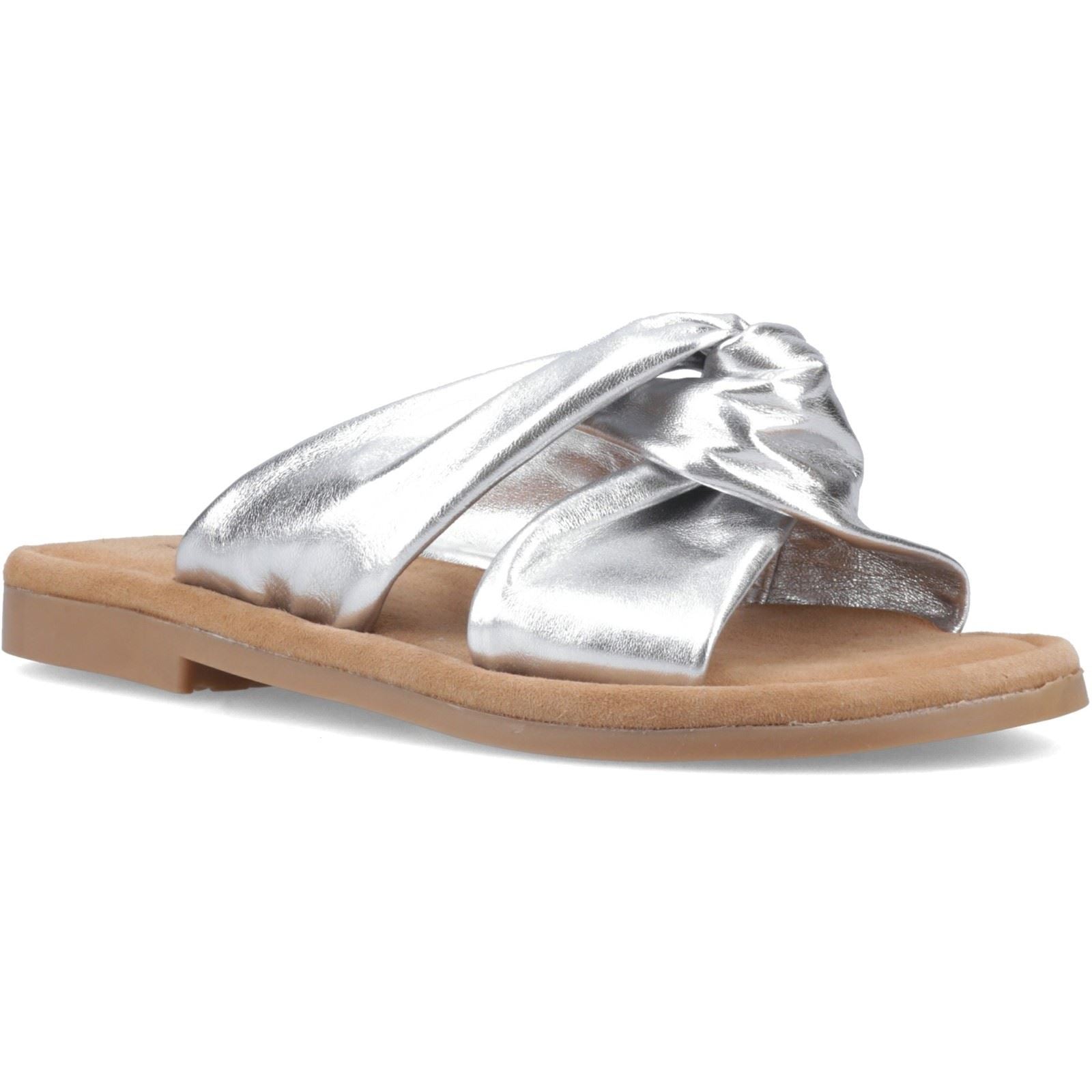 Hush Puppies Amy Wide Fit Leder Damen Silber Sandalen