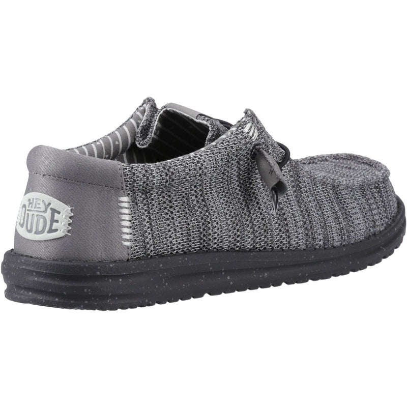 HEYDUDE Wally Stretch Mesh Polyester Herren Mokassin Schuhe in Granitgrau/Schwarz