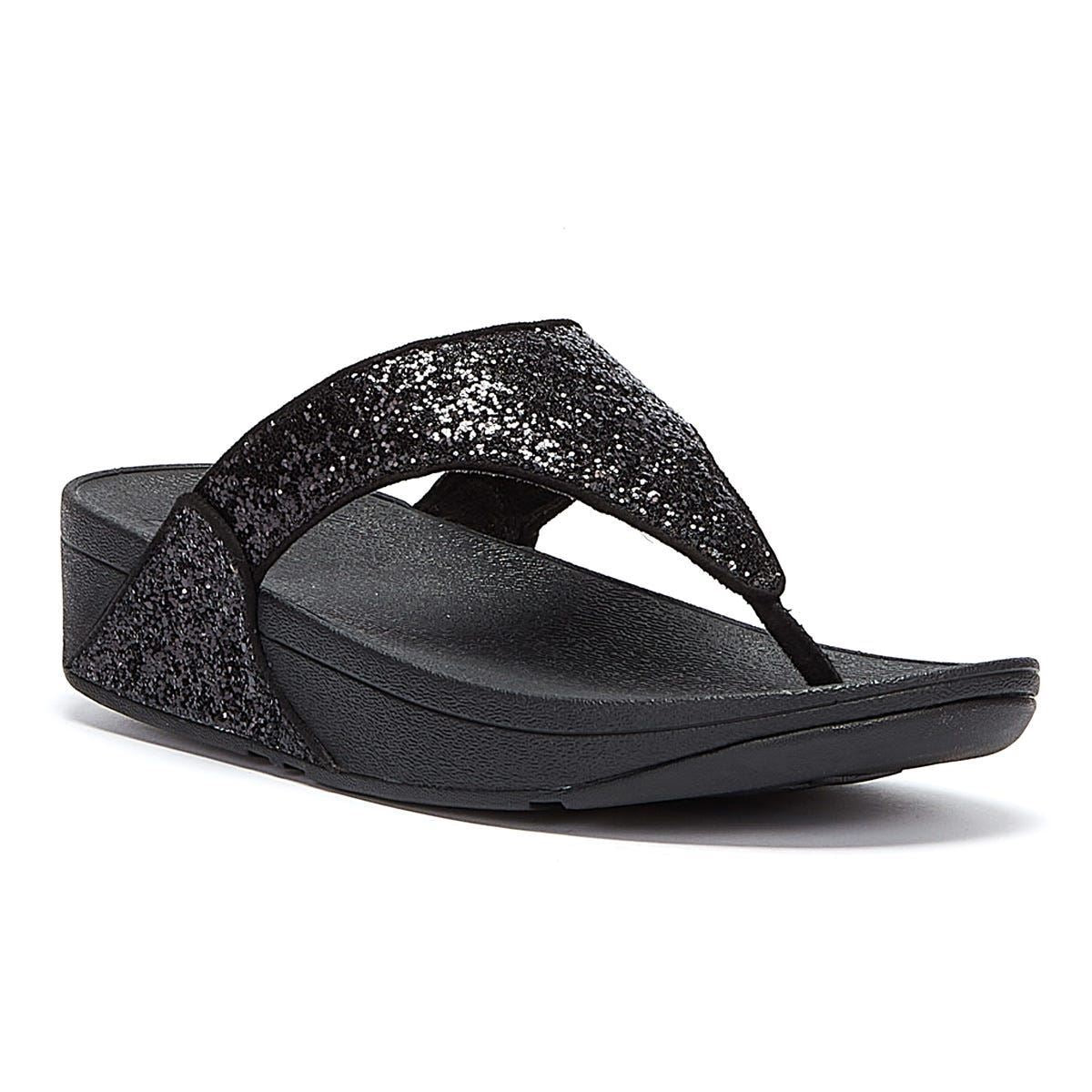 FitFlop Lulu Glitter Damen Schwarze Flip-Flops