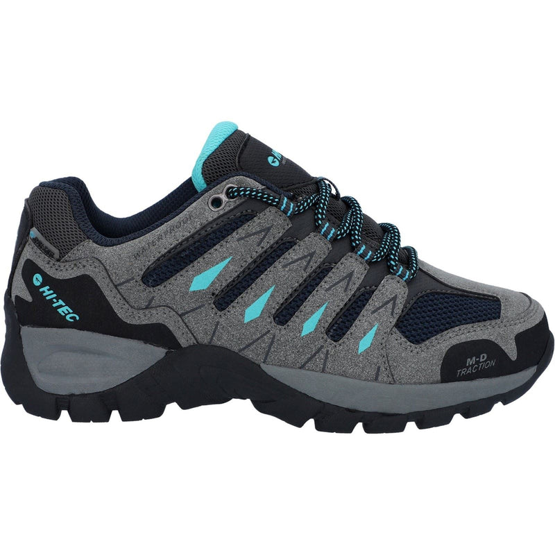 Hi-Tec Corzo Low Pu-Wildleder Wanderschuhe Für Damen In Cool Grey/Navy Blue/Curacao