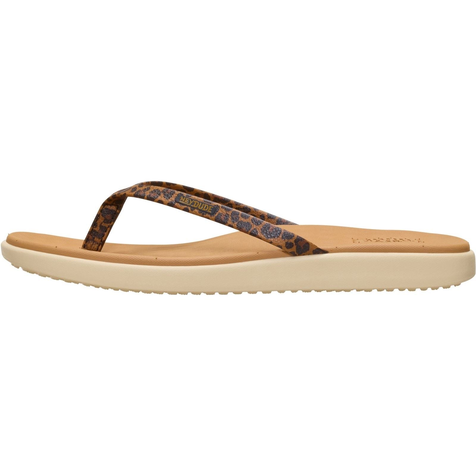 HEYDUDE Maui Breeze Polyurethan Damen Tan Leopard Flip-Flops
