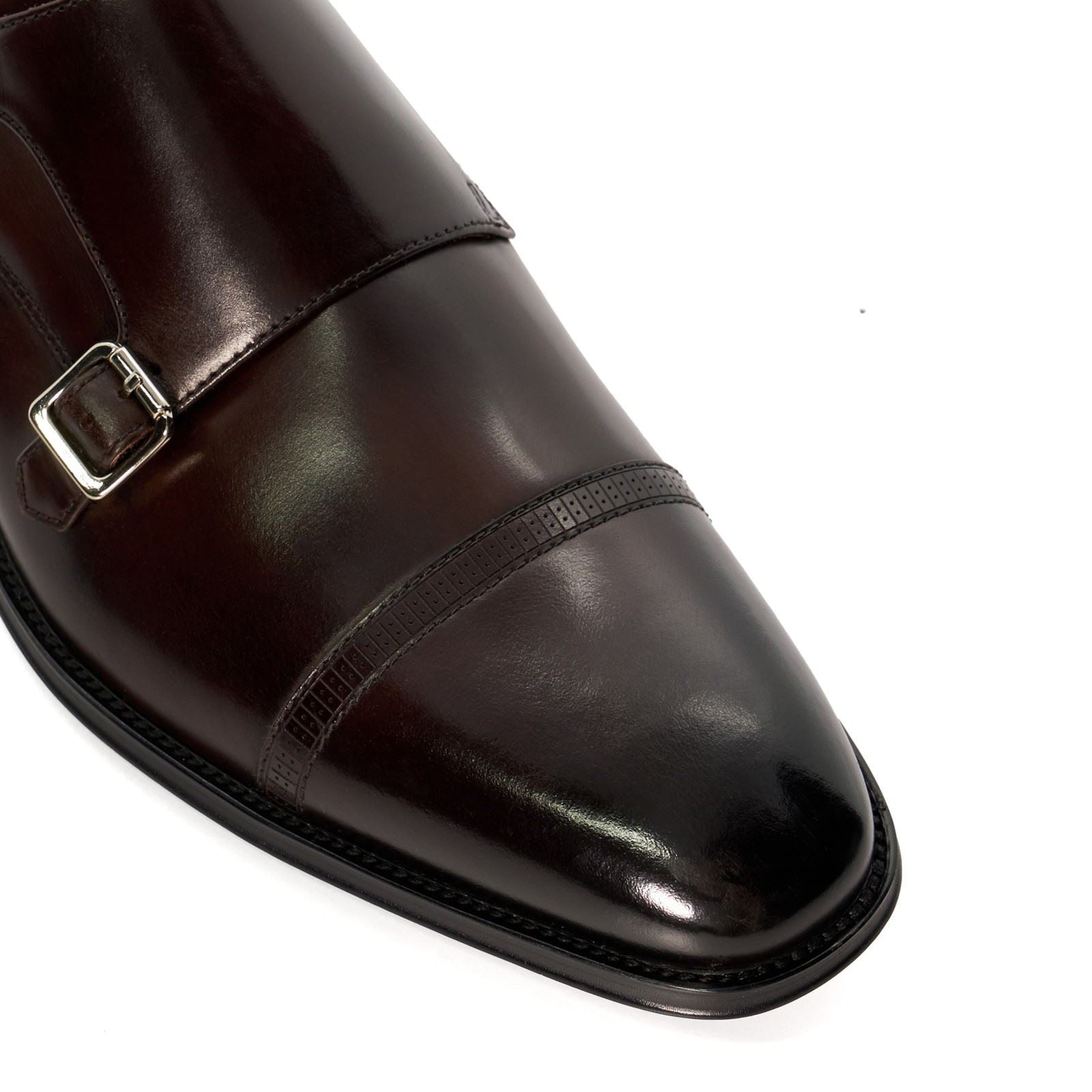 Dune Saloon Herrenschuhe Aus Braunem Leder Mit Doppel Monk Riemen