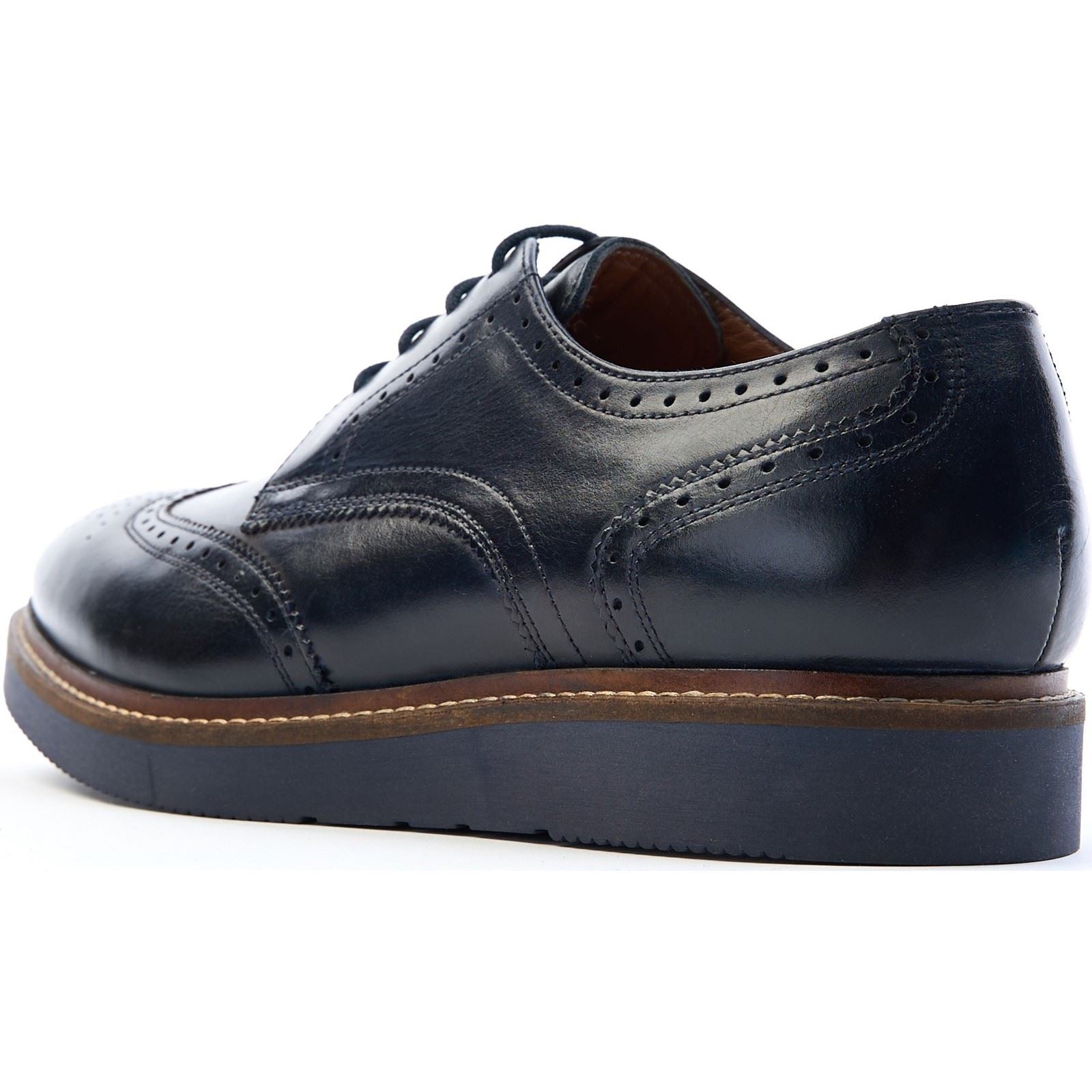 Base London Joe Leder Herren Navy Brogues Schuhe
