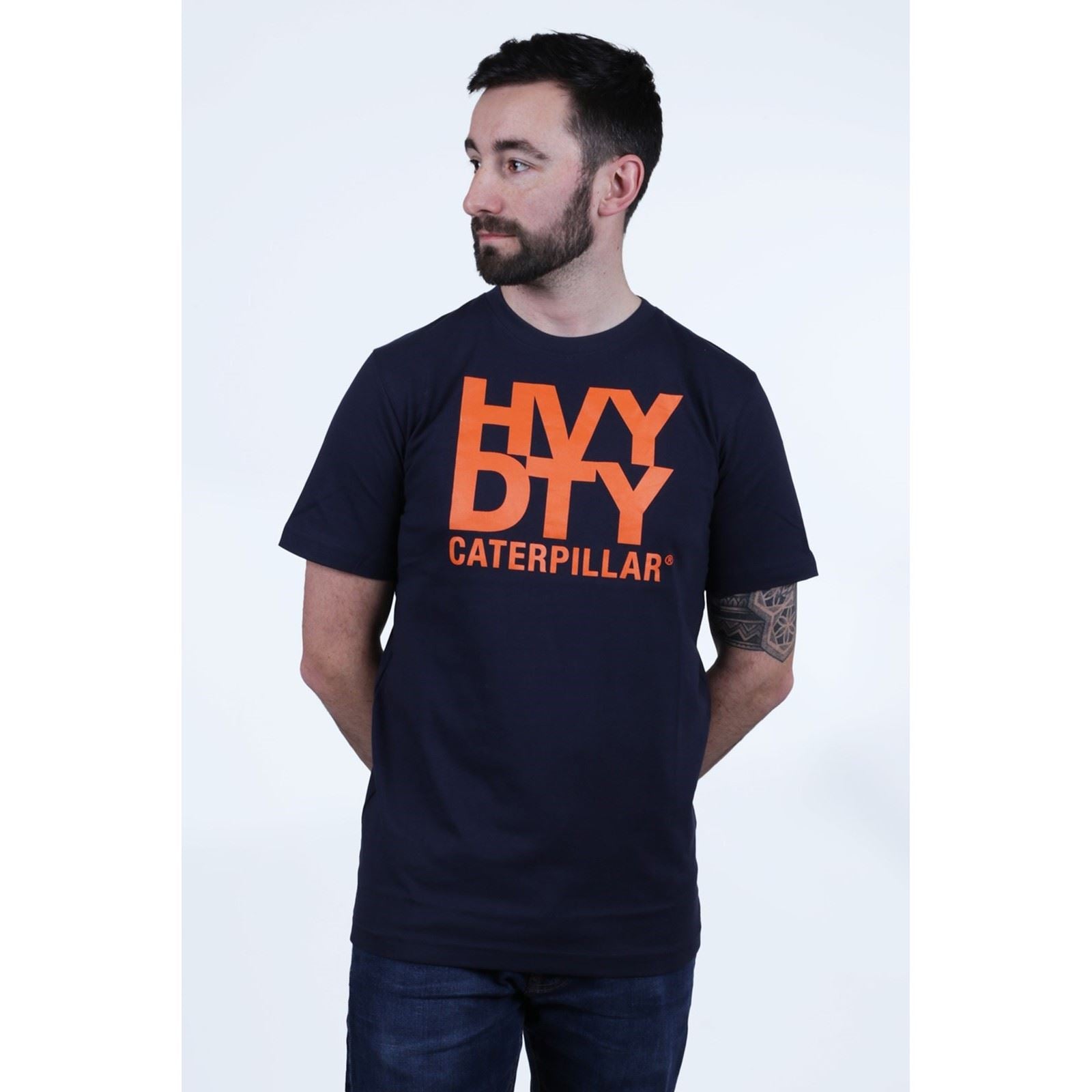 Caterpillar Heavy Duty Baumwoll Männer Schwarze Farbe Kurzarm-T-Shirts