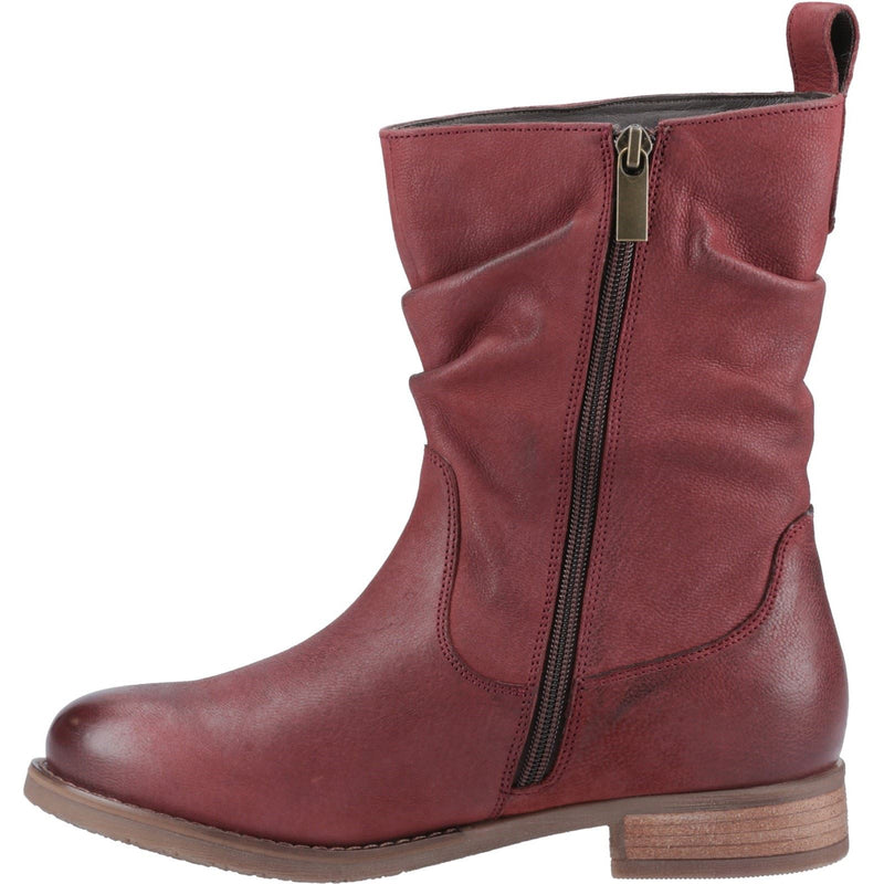 Hush Puppies Emilia Damen Stiefel aus burgunderrotem Leder Mitte der Wade für den Winter