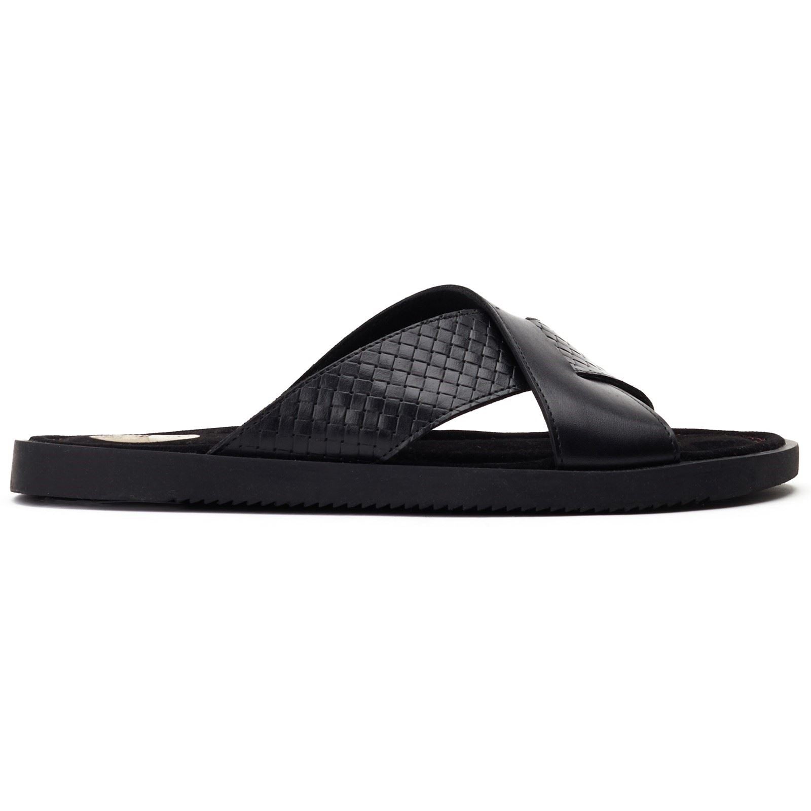 Base London Astro Leder Herren Schwarze Sandalen